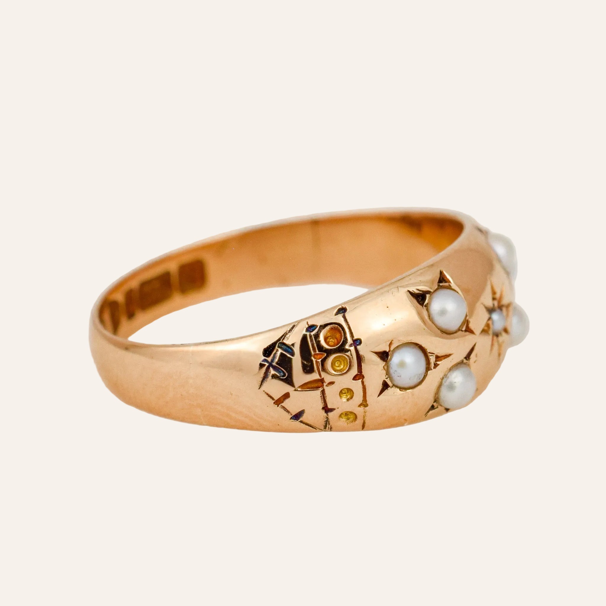 Antique Floral Seed Pearl Ring