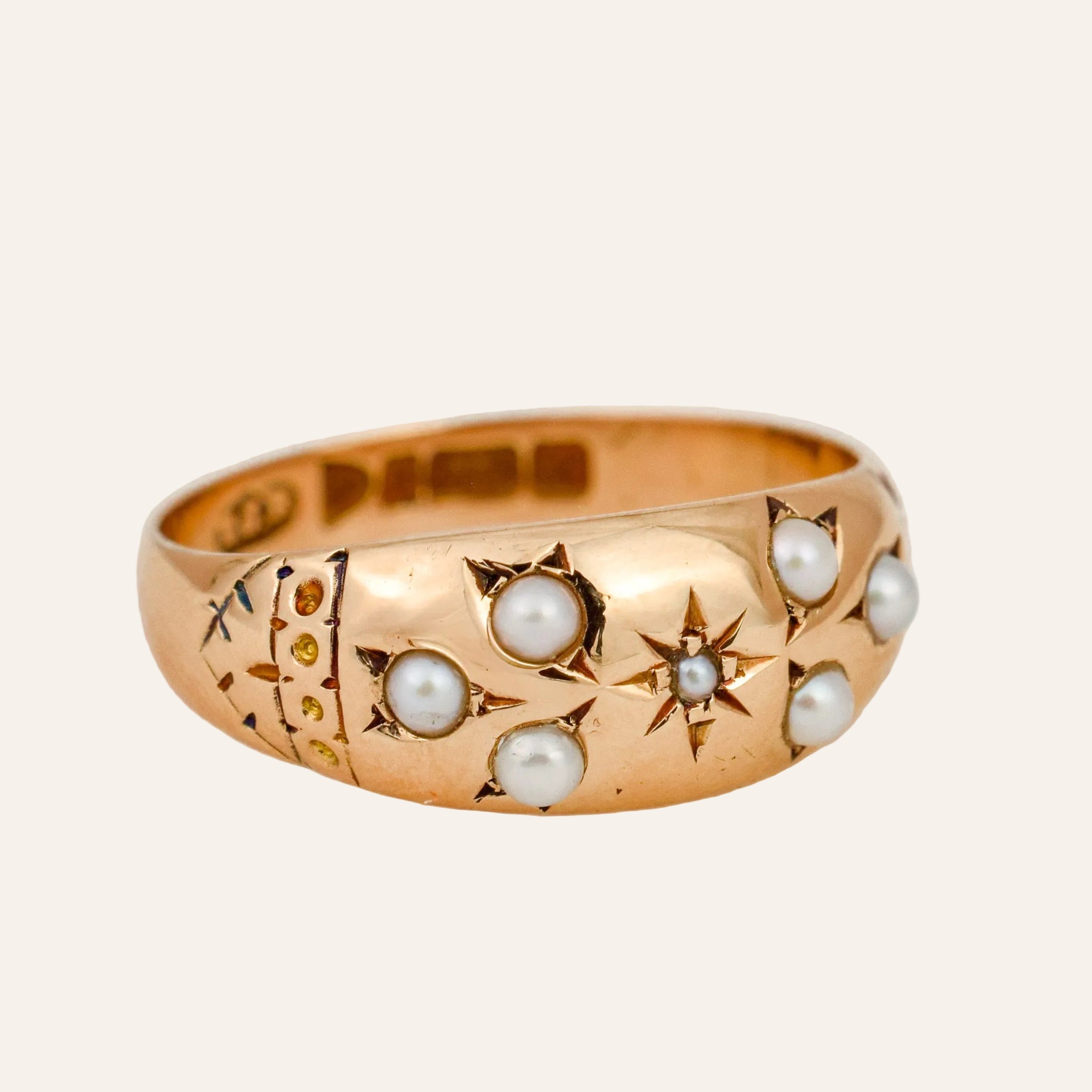 Antique Floral Seed Pearl Ring