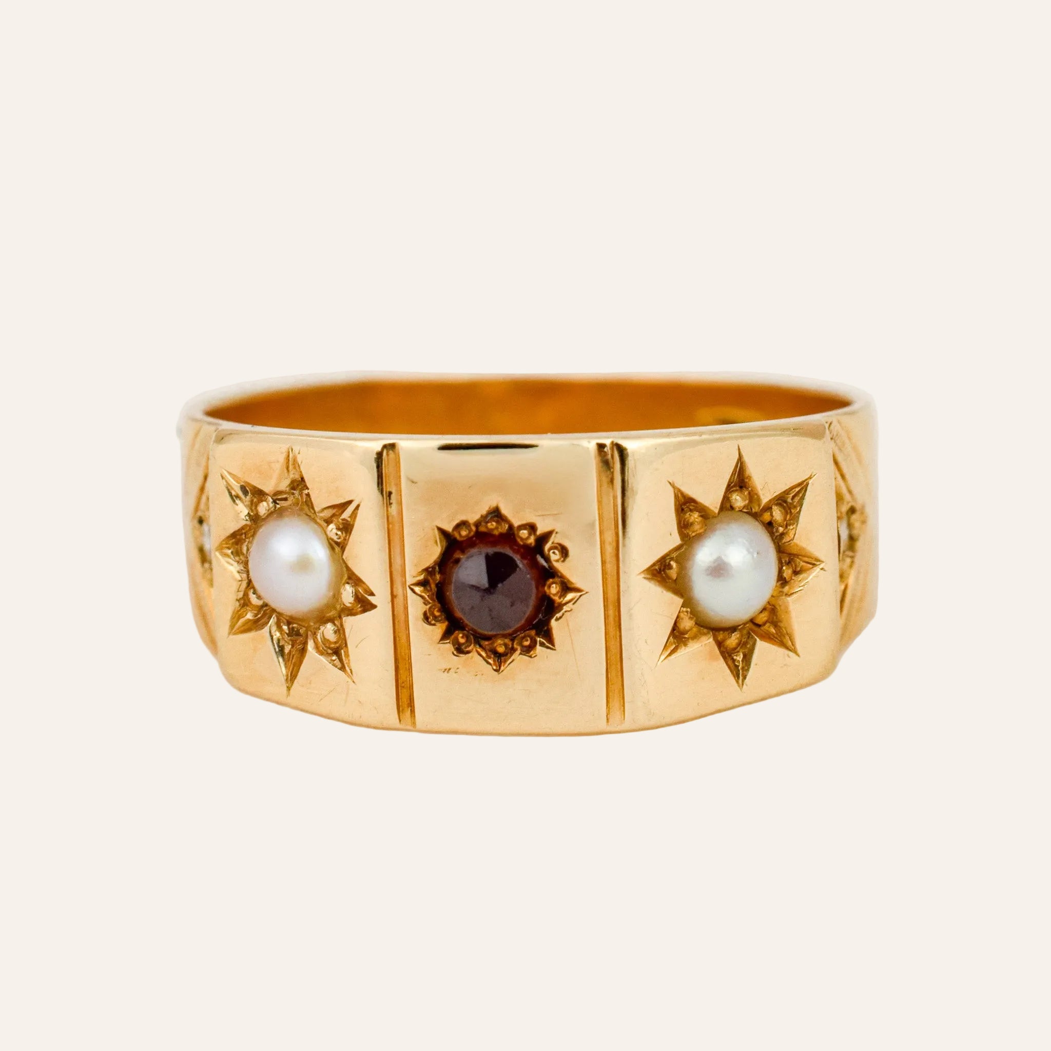 Antique Garnet and Pearl Ring