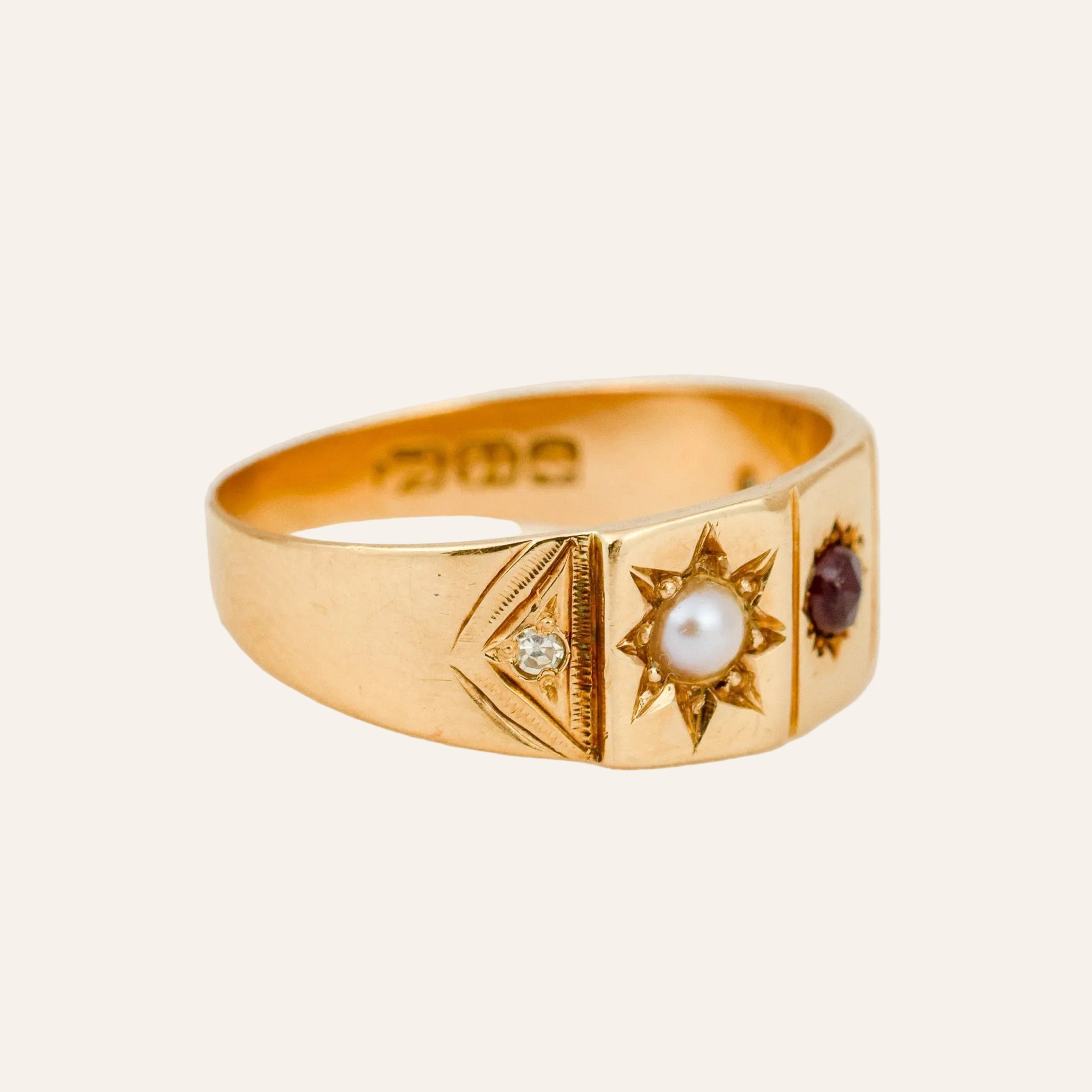 Antique Garnet and Pearl Ring