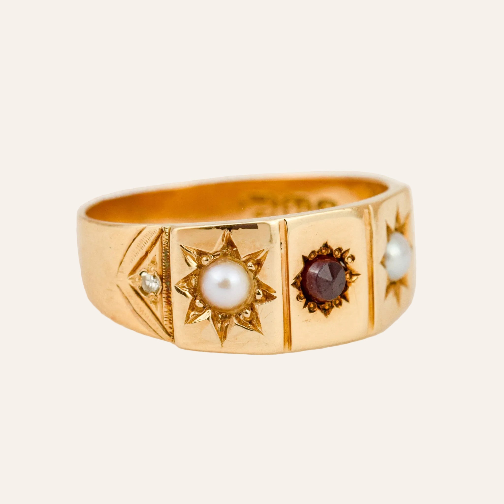 Antique Garnet and Pearl Ring