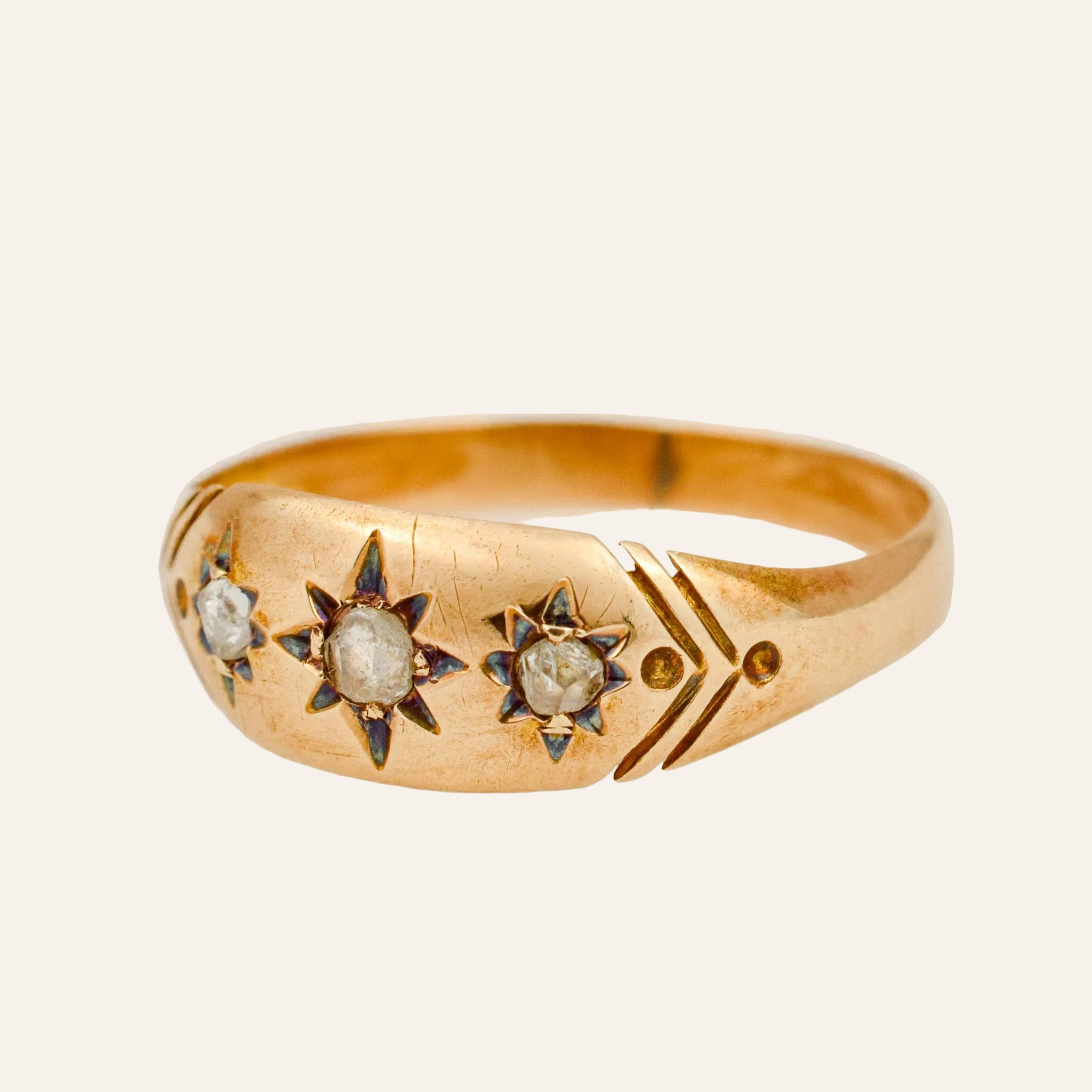 Antique Rose Cut Diamond Trilogy Ring