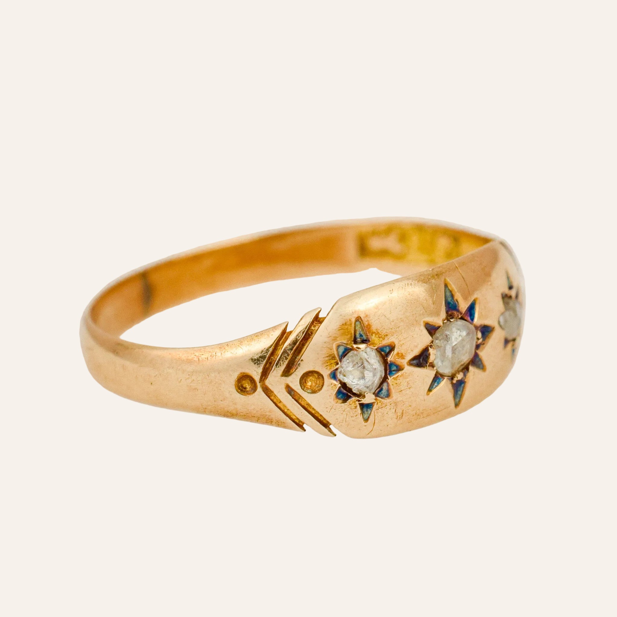 Antique Rose Cut Diamond Trilogy Ring