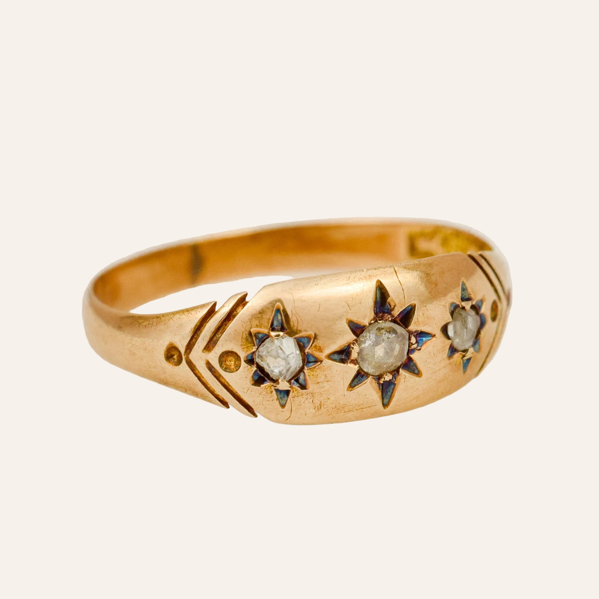 Antique Rose Cut Diamond Trilogy Ring