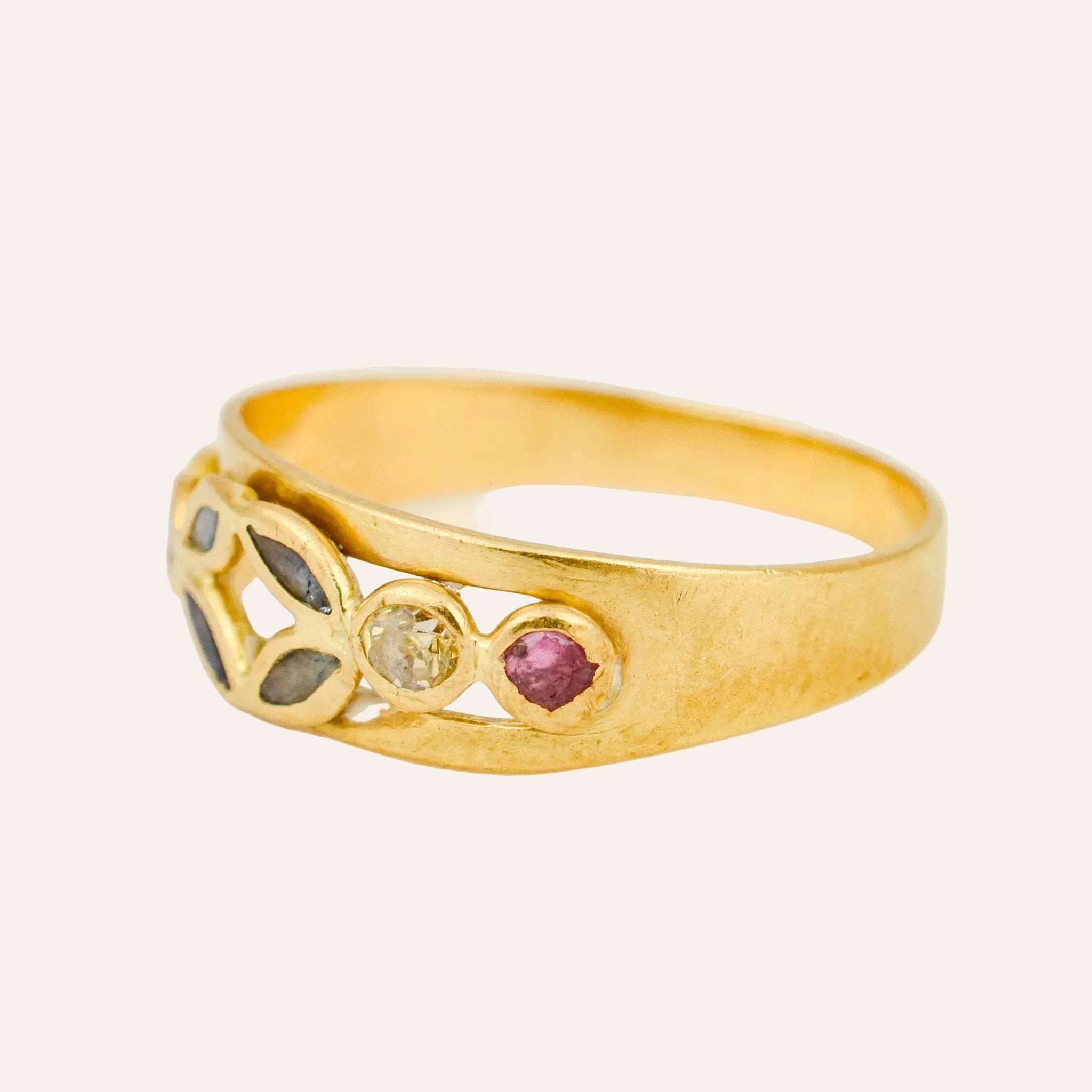 White topaz, Sapphire, and Ruby Band