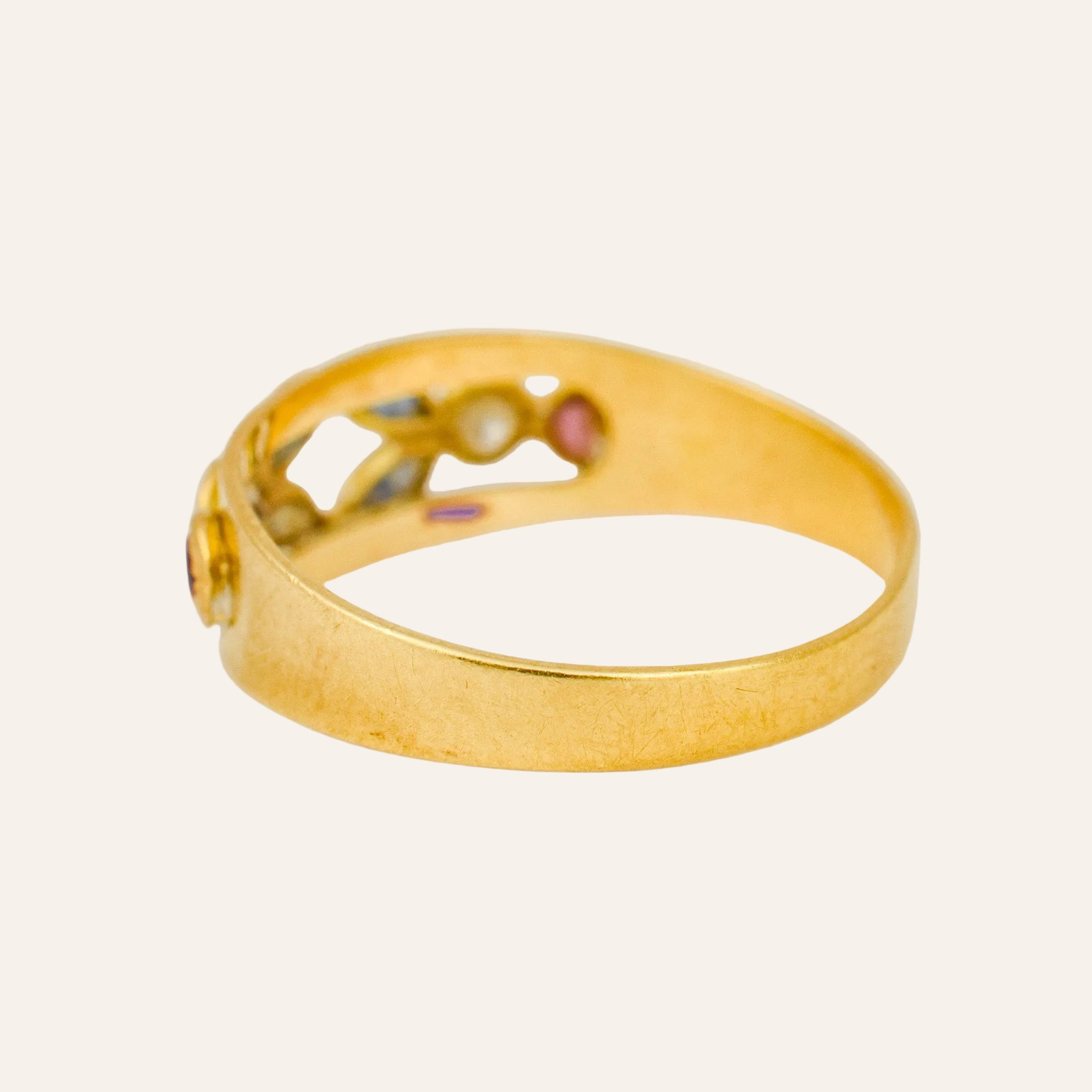 White topaz, Sapphire, and Ruby Band