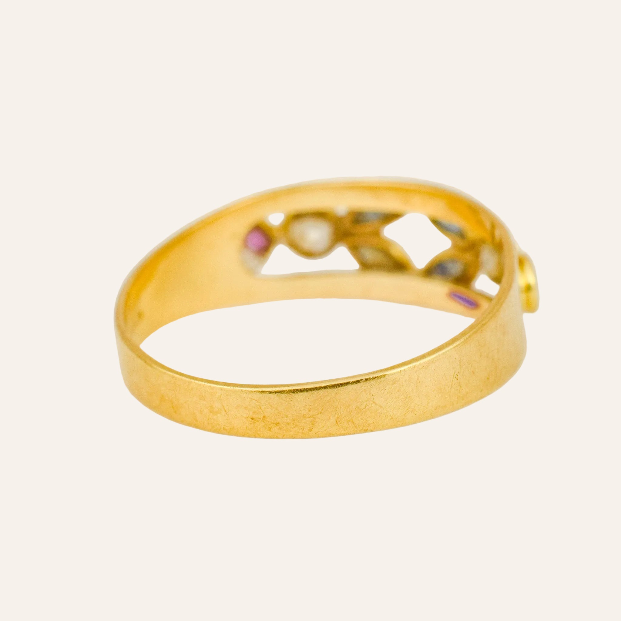 White topaz, Sapphire, and Ruby Band