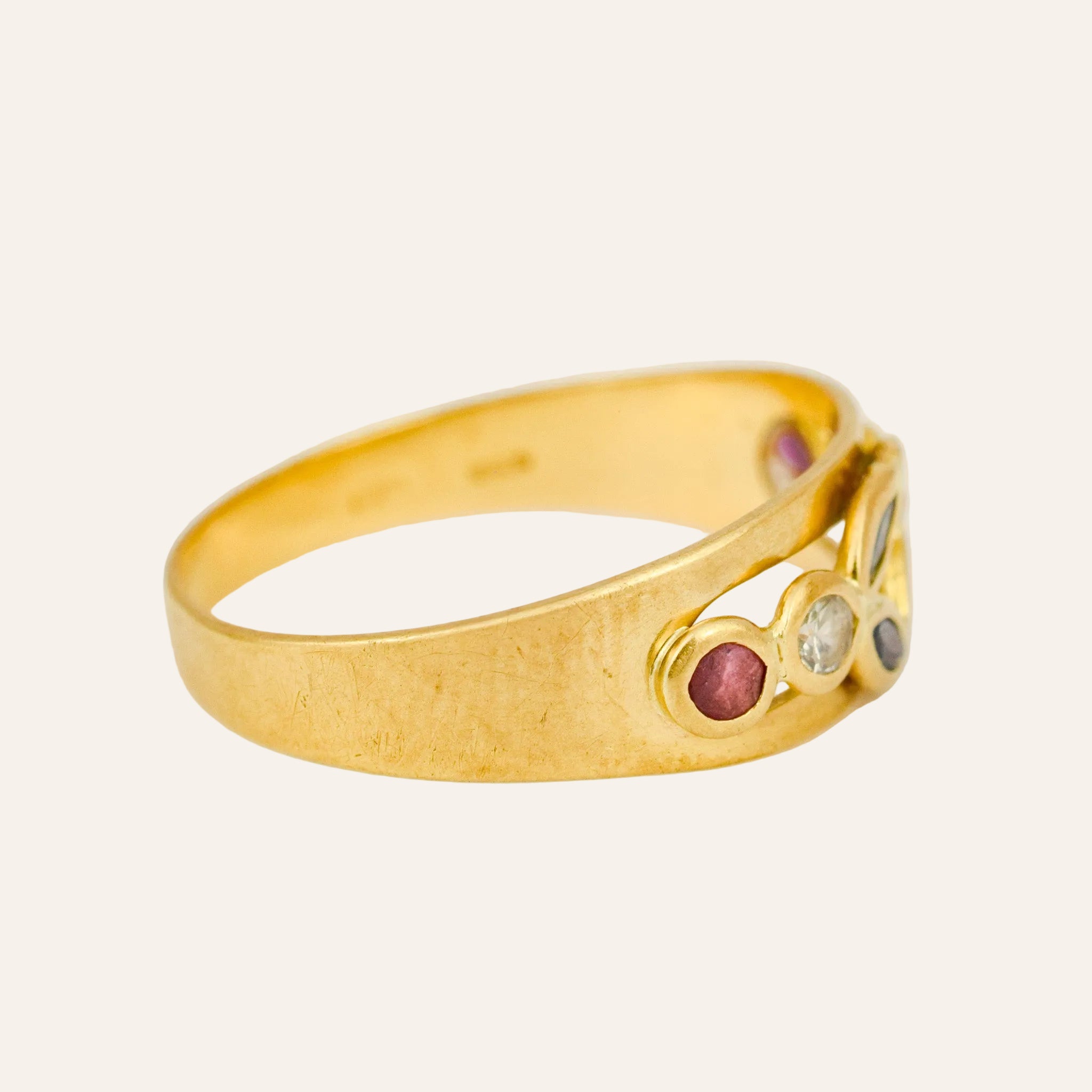 White topaz, Sapphire, and Ruby Band