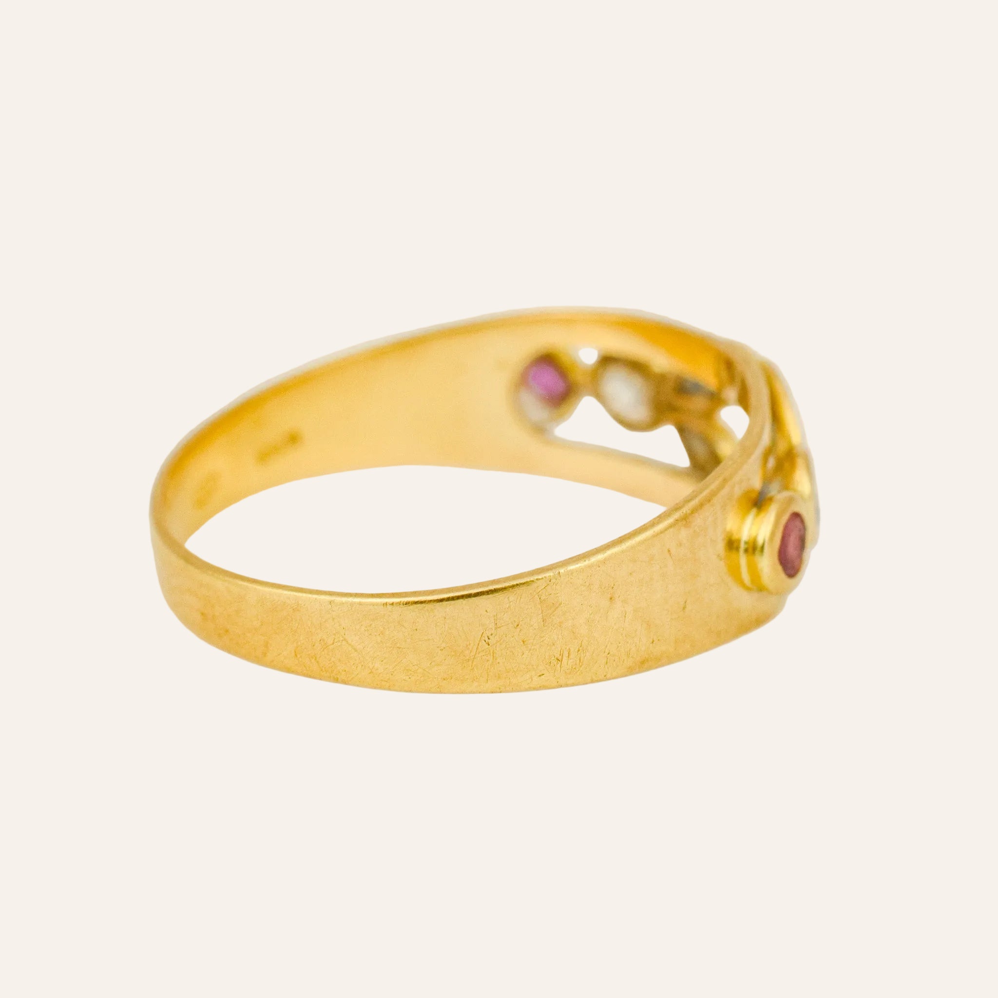 White topaz, Sapphire, and Ruby Band