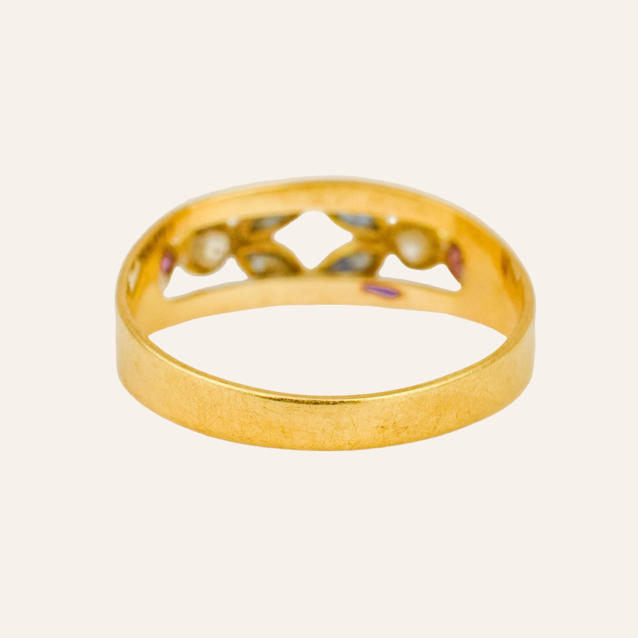White topaz, Sapphire, and Ruby Band