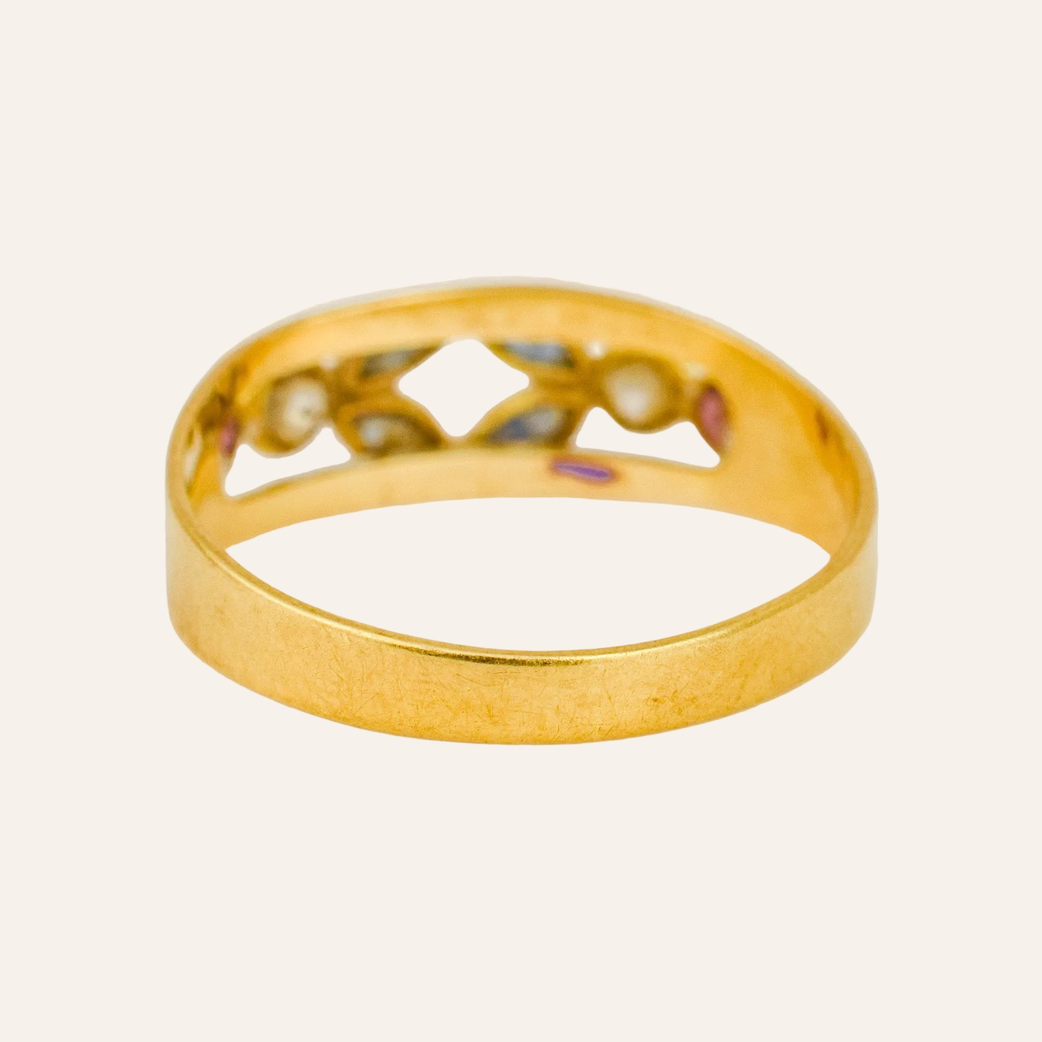 White topaz, Sapphire, and Ruby Band