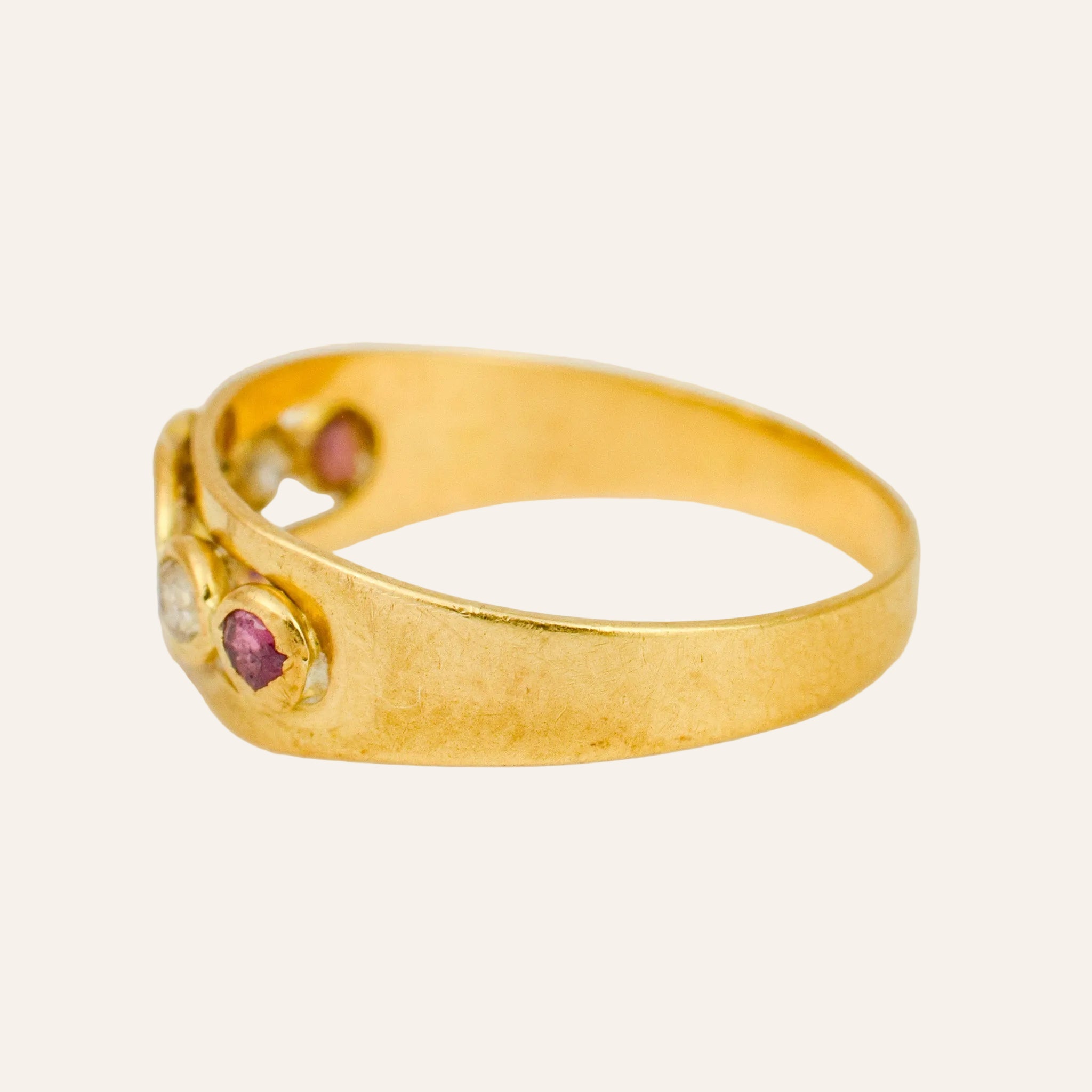 White topaz, Sapphire, and Ruby Band