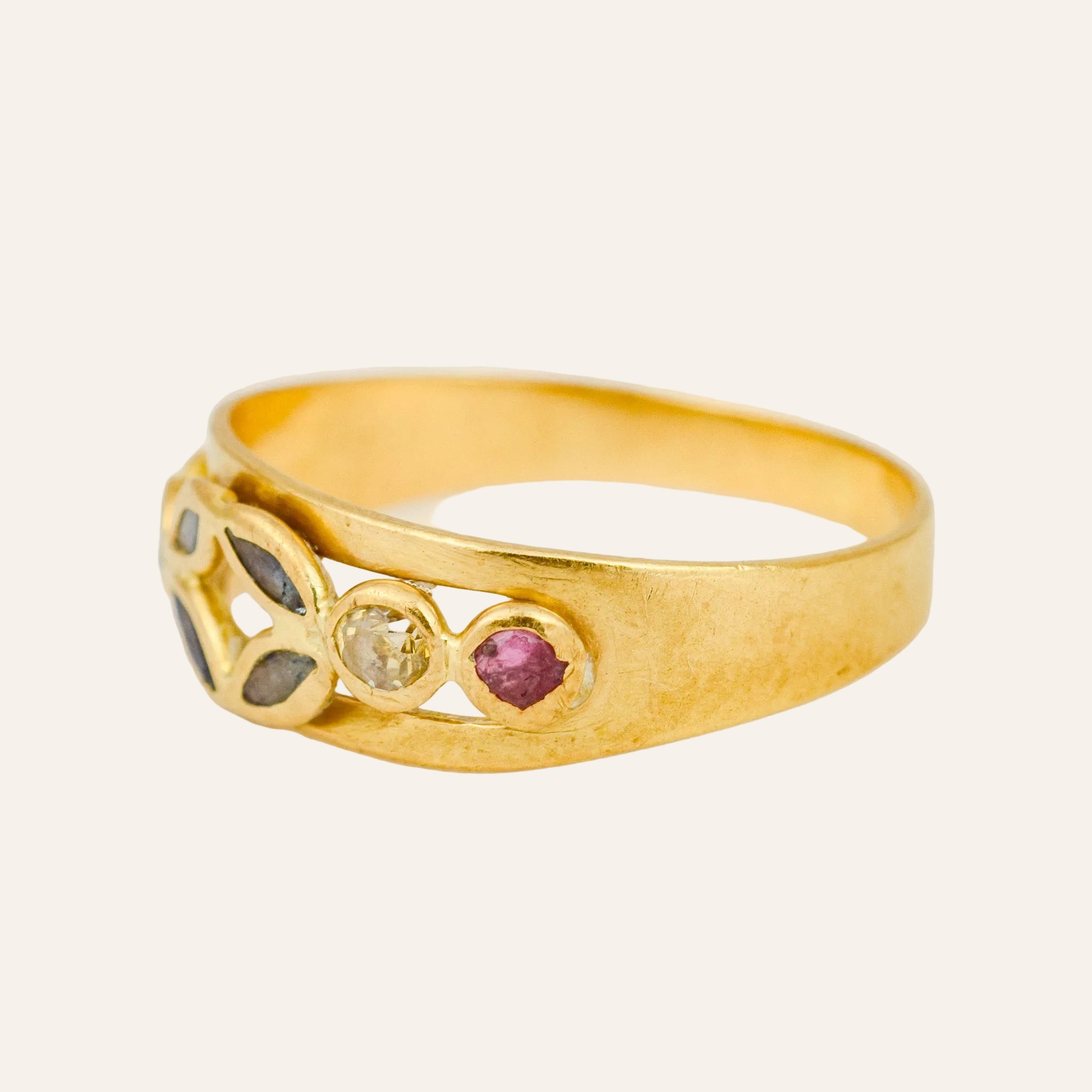 White topaz, Sapphire, and Ruby Band