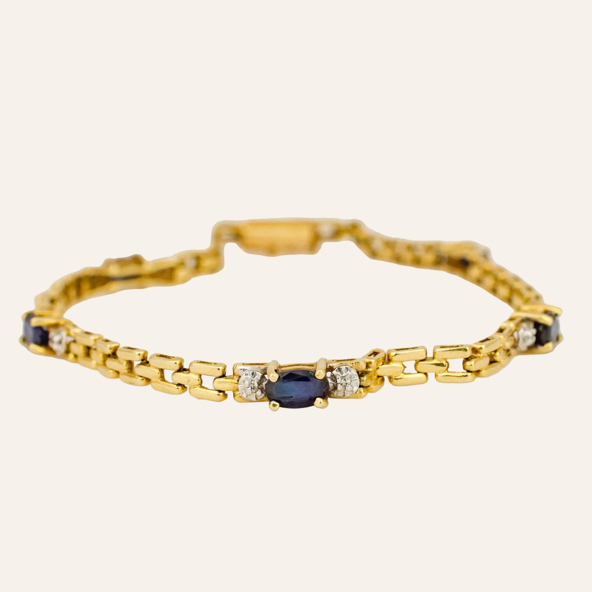 7" Sapphire and Diamond Gatelink Bracelet