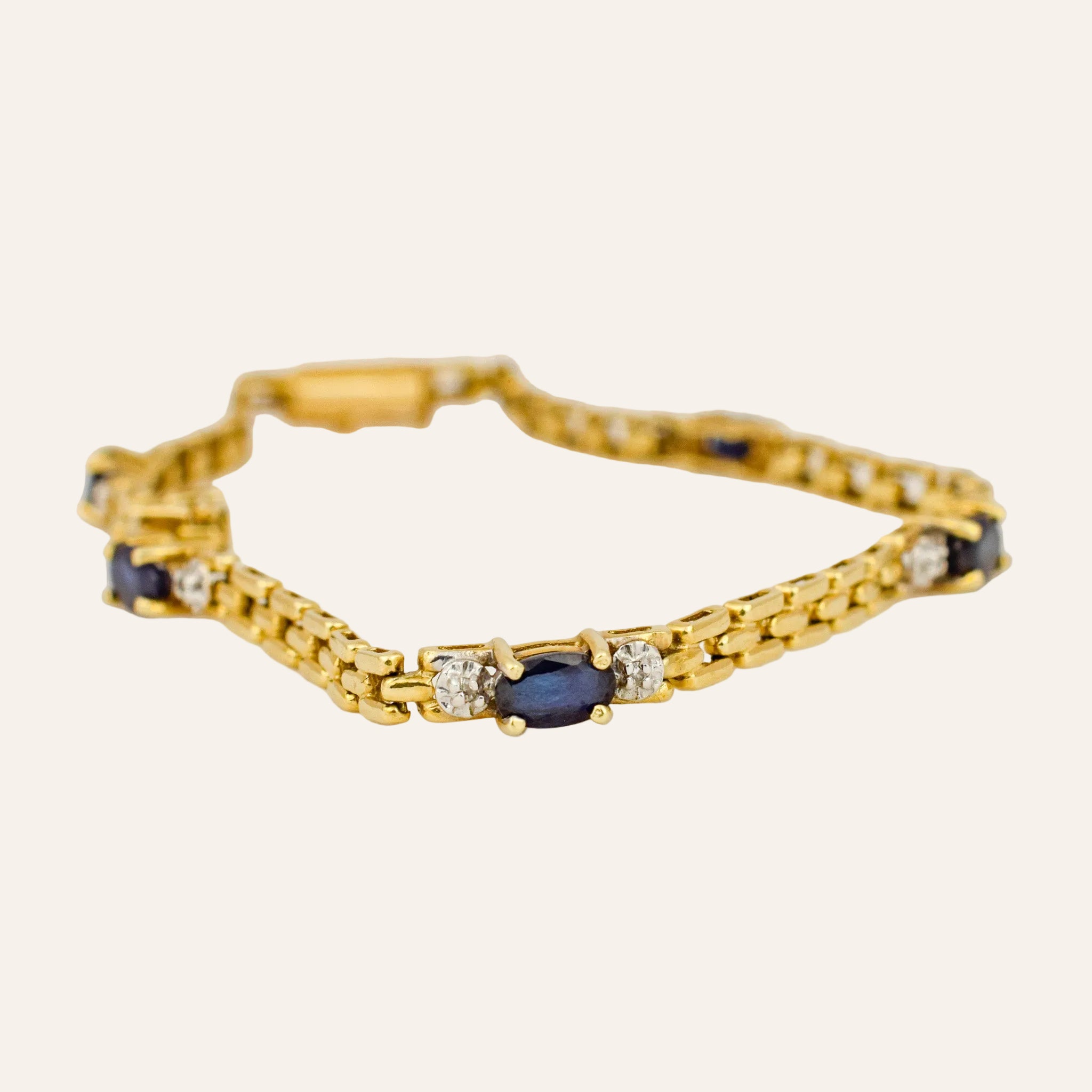 7" Sapphire and Diamond Gatelink Bracelet