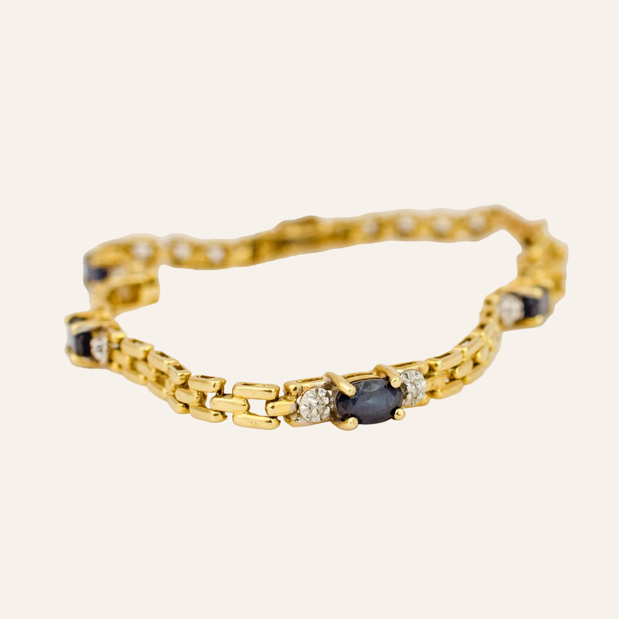 7" Sapphire and Diamond Gatelink Bracelet
