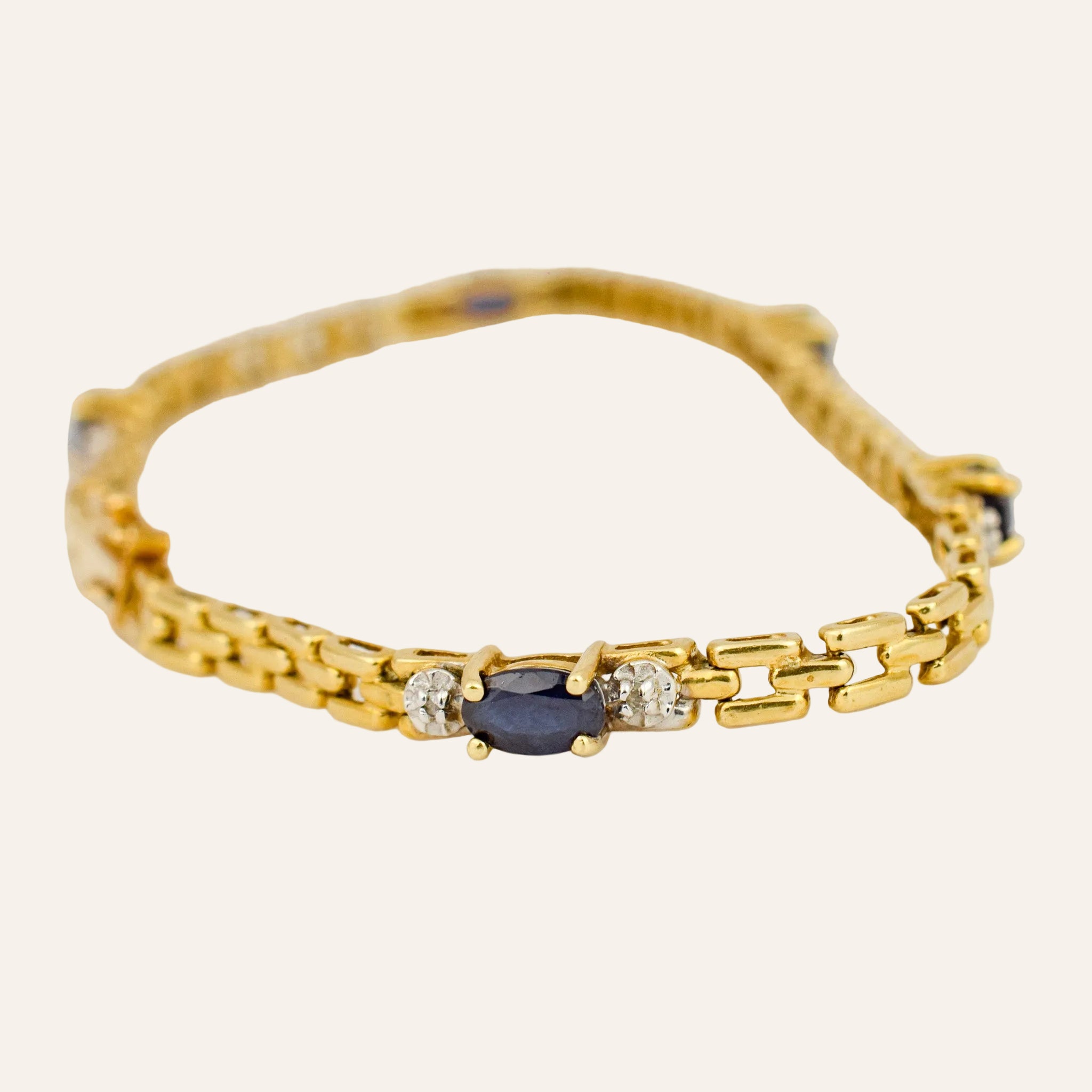 7" Sapphire and Diamond Gatelink Bracelet