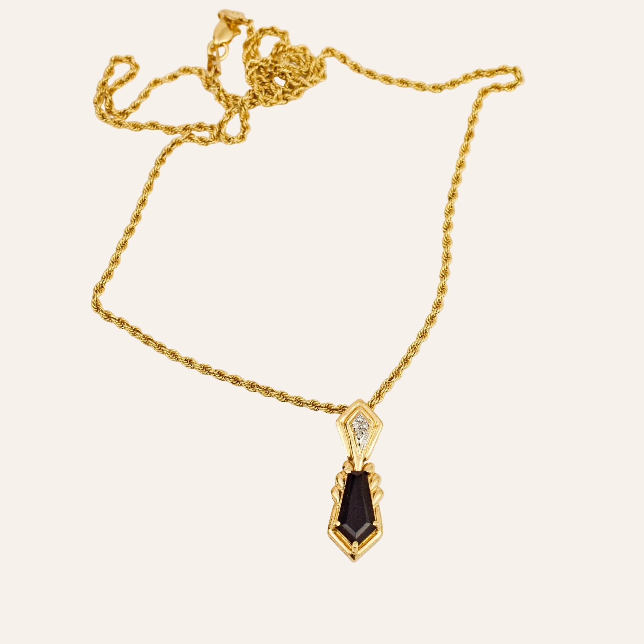 18" Onyx and Diamond Necklace
