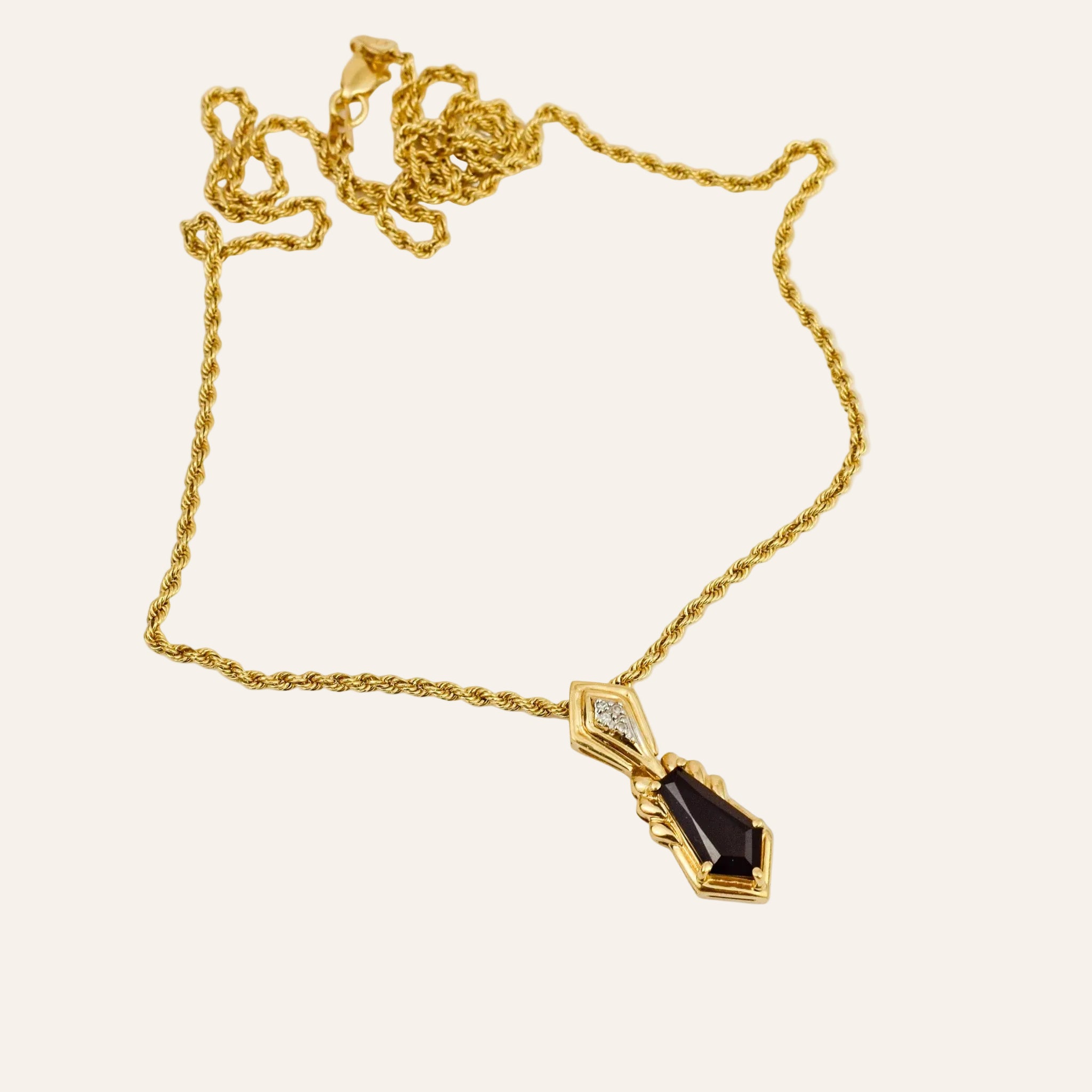 18" Onyx and Diamond Necklace