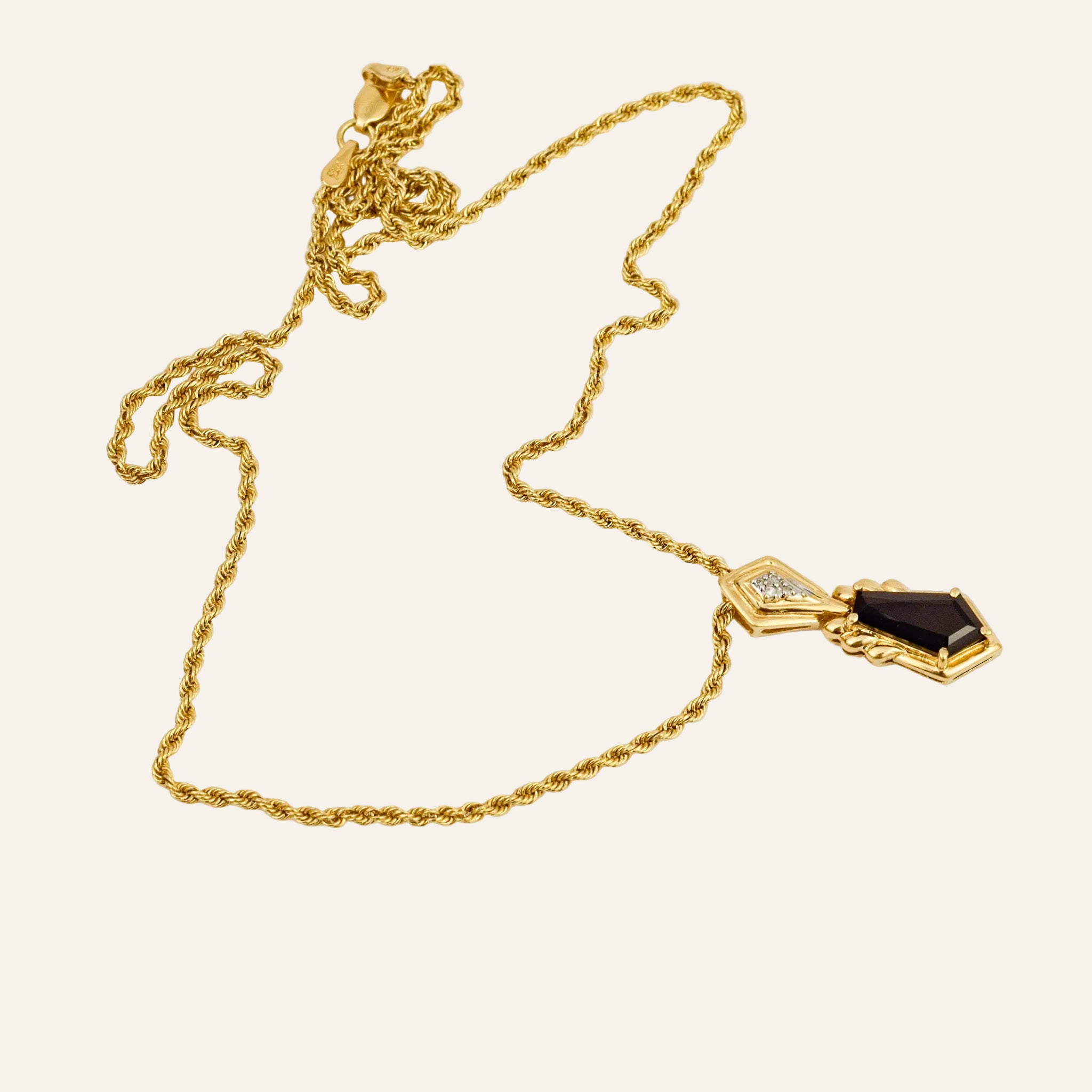 18" Onyx and Diamond Necklace