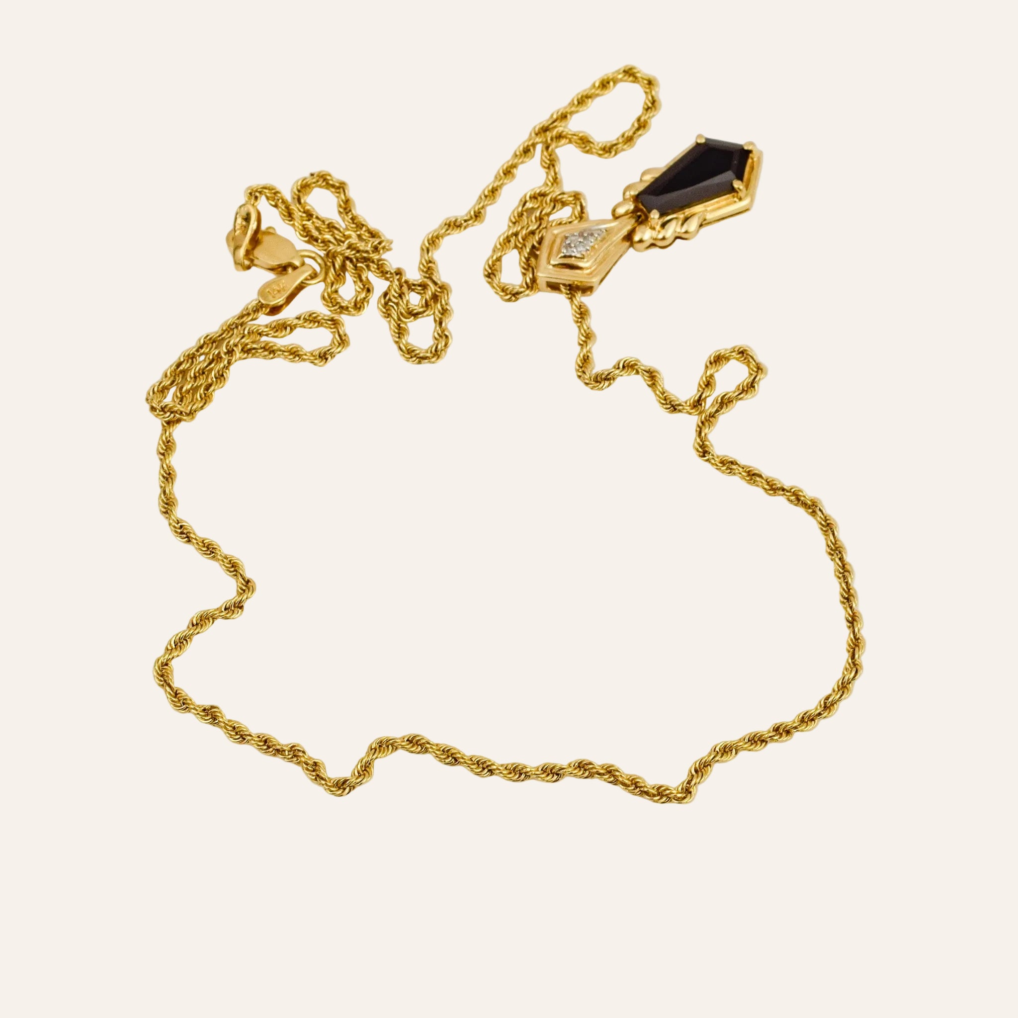 18" Onyx and Diamond Necklace