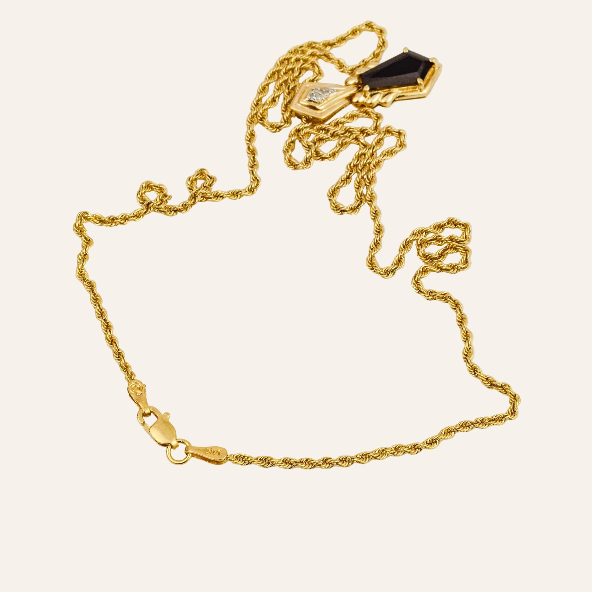 18" Onyx and Diamond Necklace