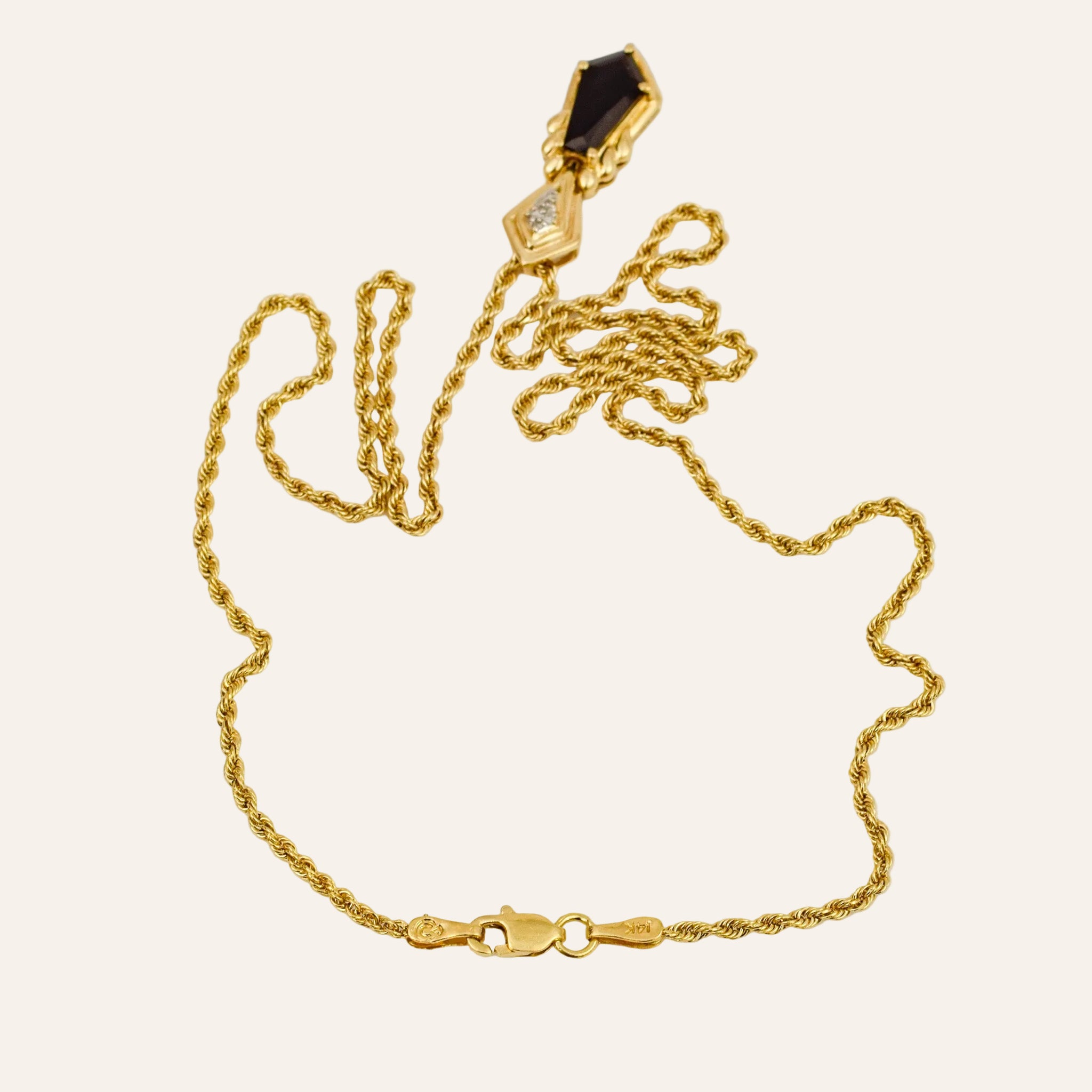 18" Onyx and Diamond Necklace