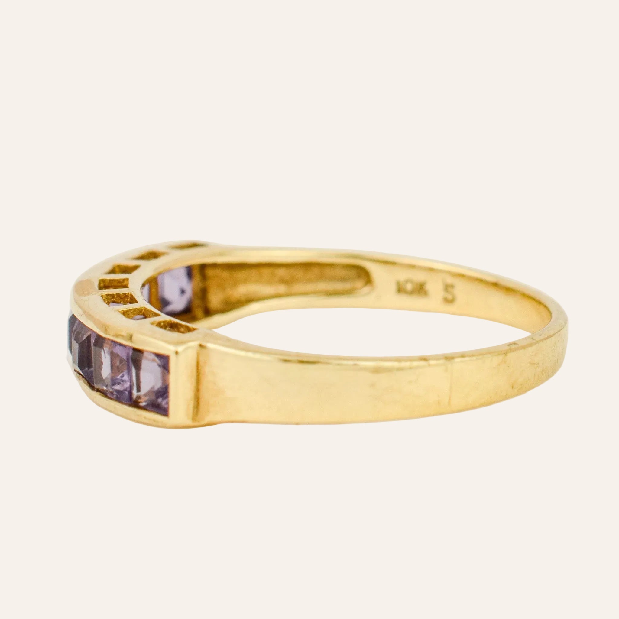 Channel Set Amethyst Ring