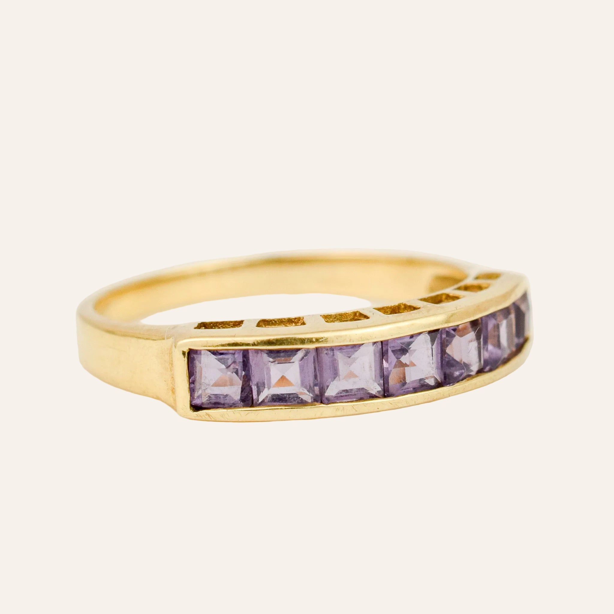 Channel Set Amethyst Ring
