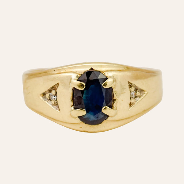 Sapphire with Diamond Detail Ring