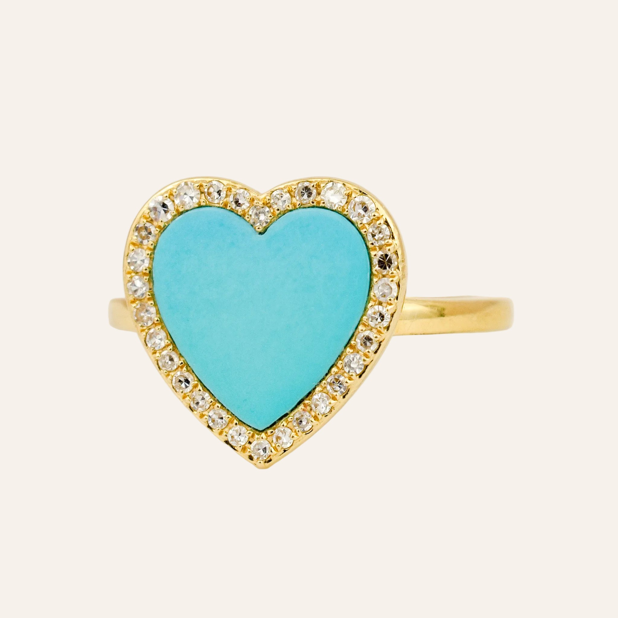 Turquoise Heart and Diamond Ring