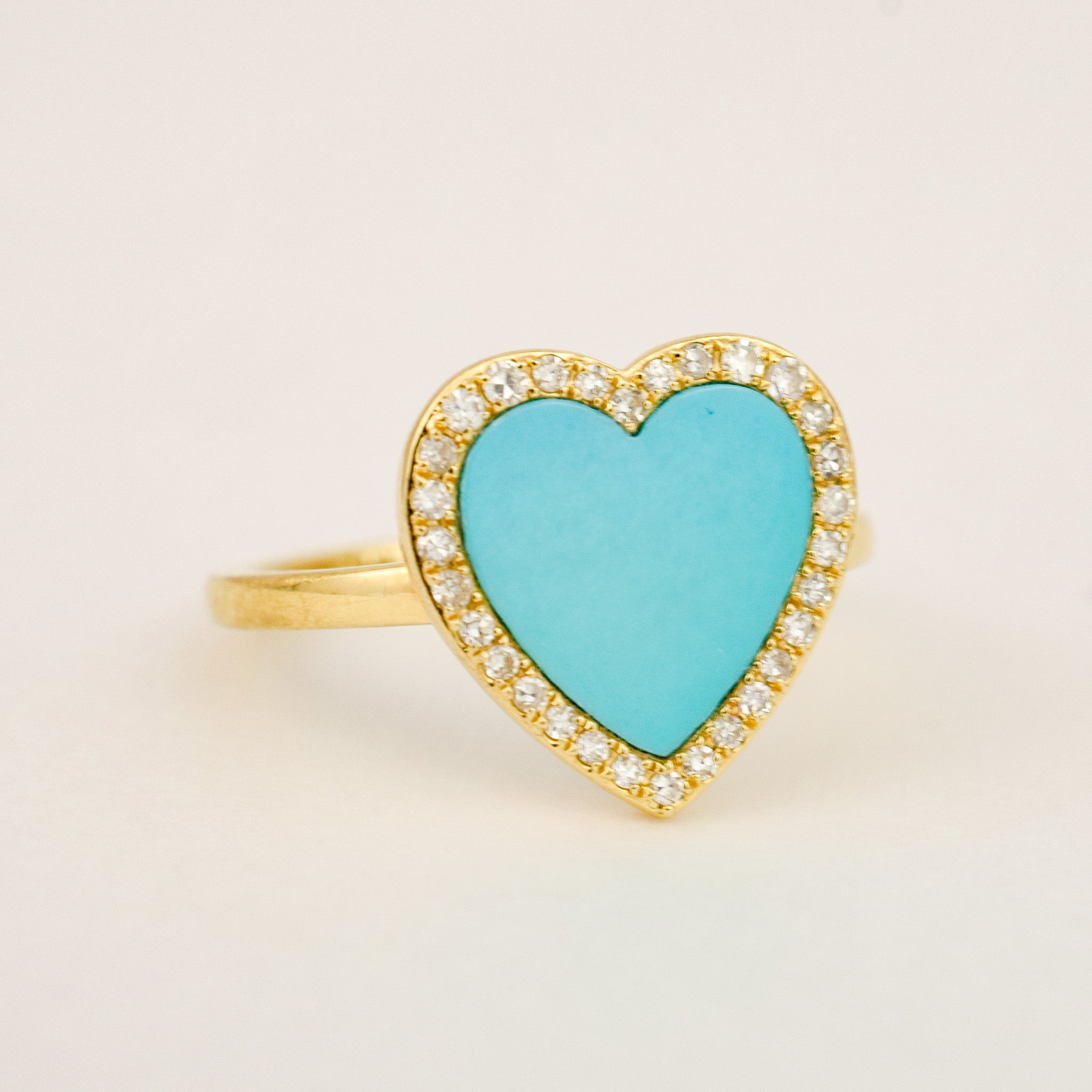 Turquoise Heart and Diamond Ring