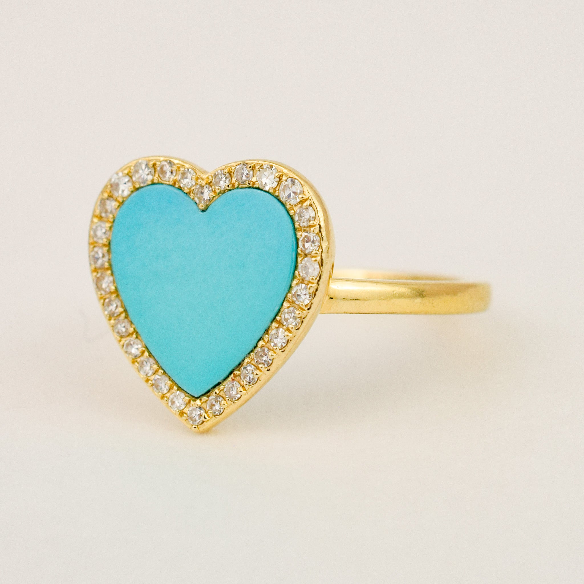 Turquoise Heart and Diamond Ring