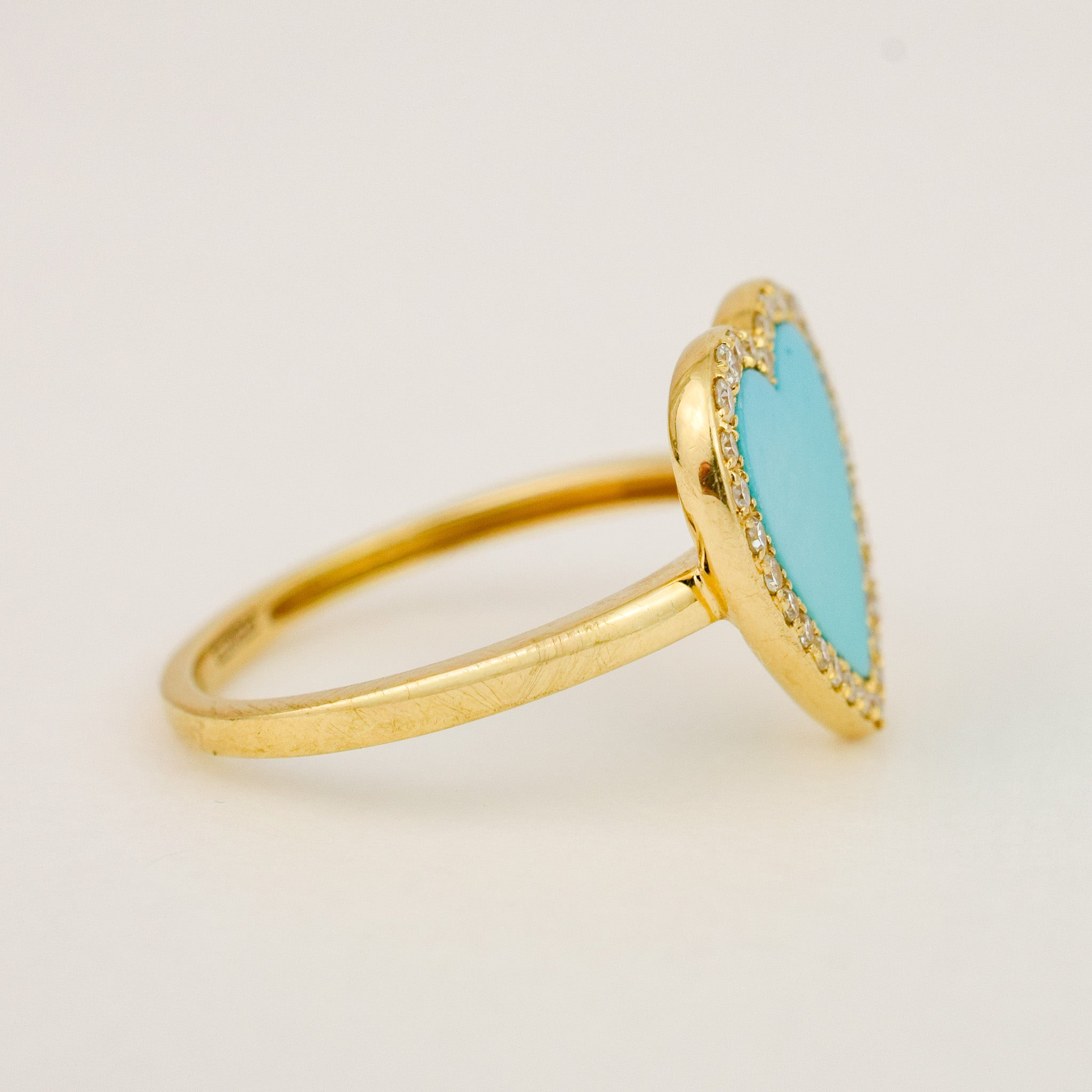 Turquoise Heart and Diamond Ring