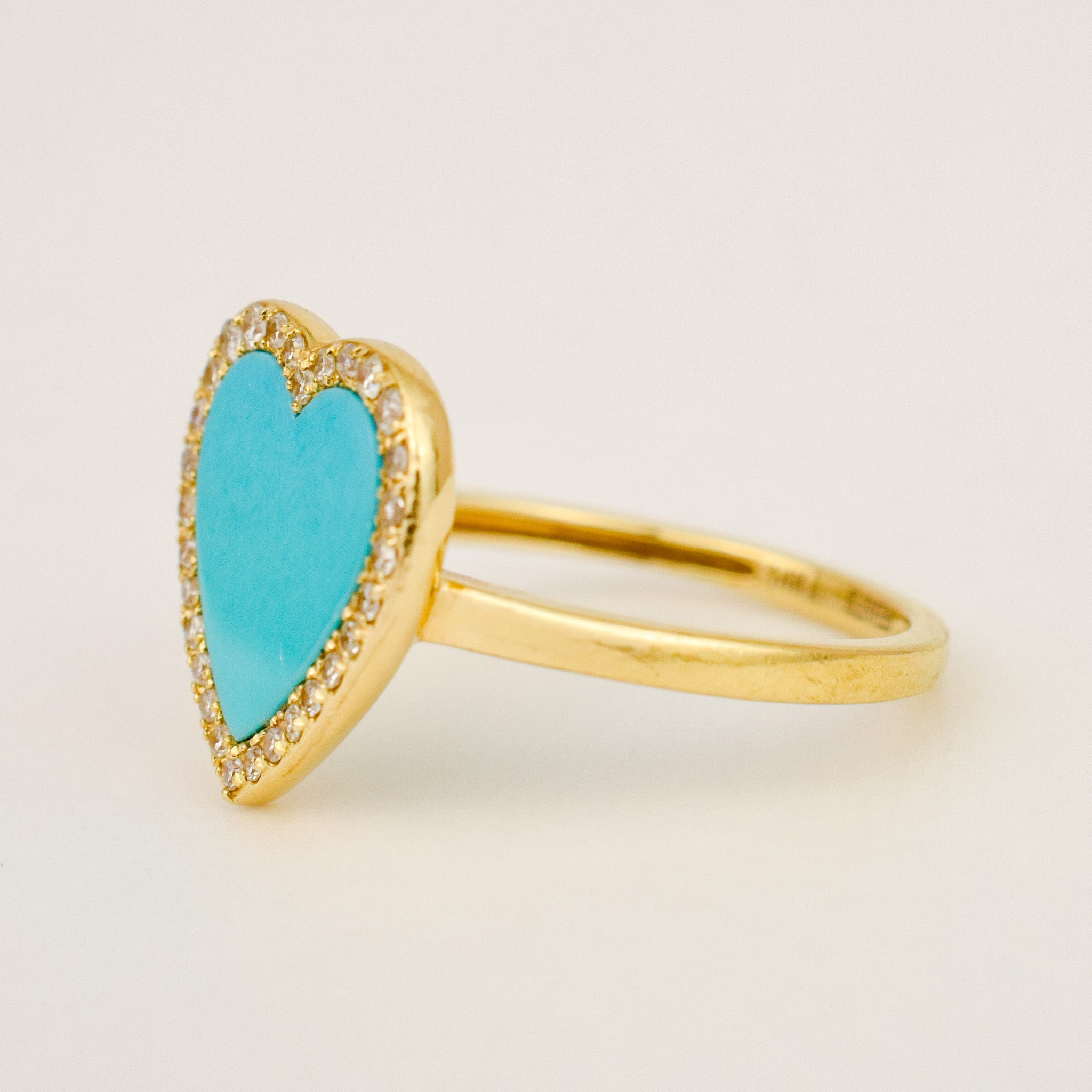 Turquoise Heart and Diamond Ring