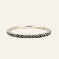 Blue Diamond Half Eternity Band in 10k white gold, front view of the band with micro-pavé blue diamonds across the top half