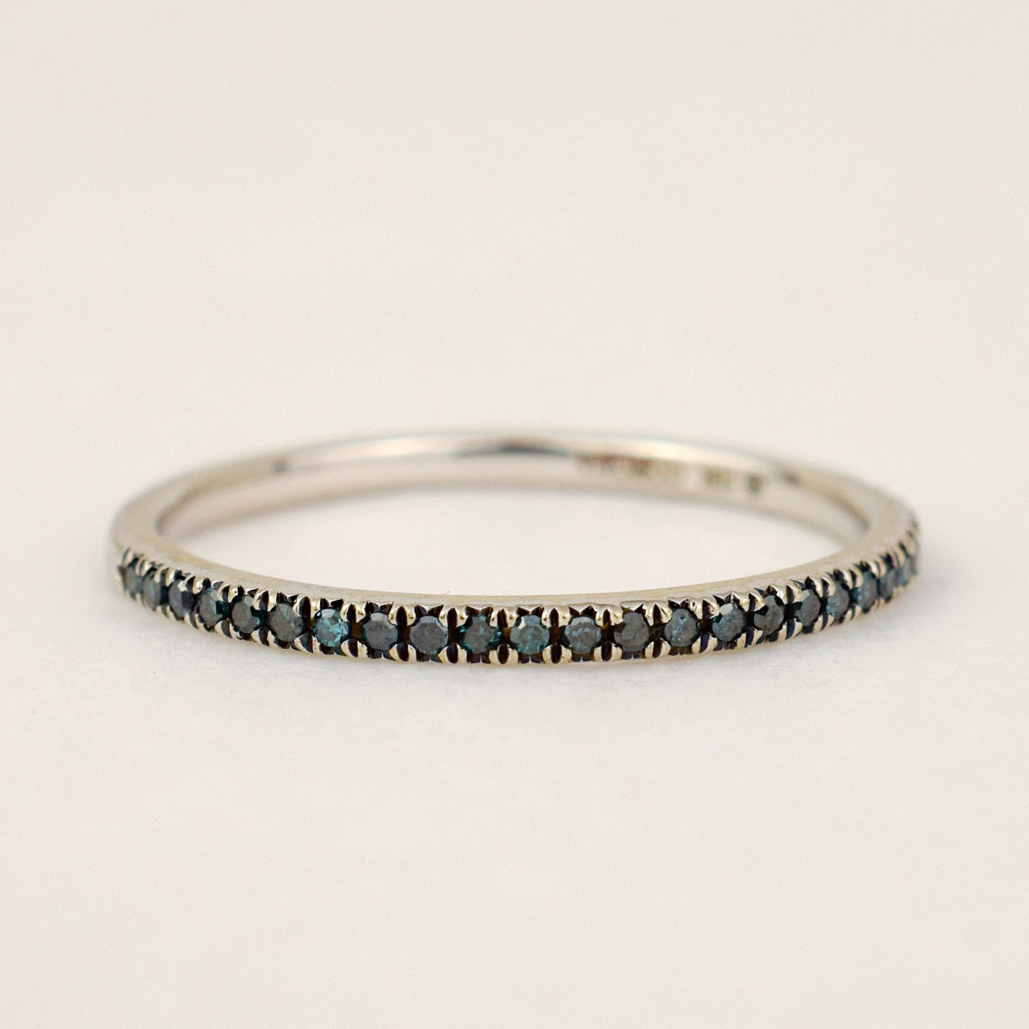 Blue Diamond Half Eternity Band, inside band view showing the 10k hallmark