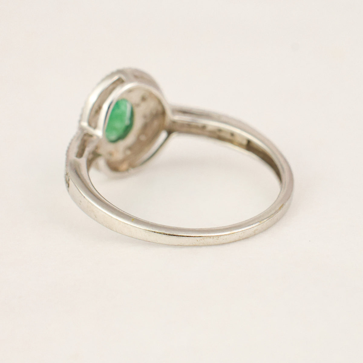 Emerald and Diamond Halo Ring