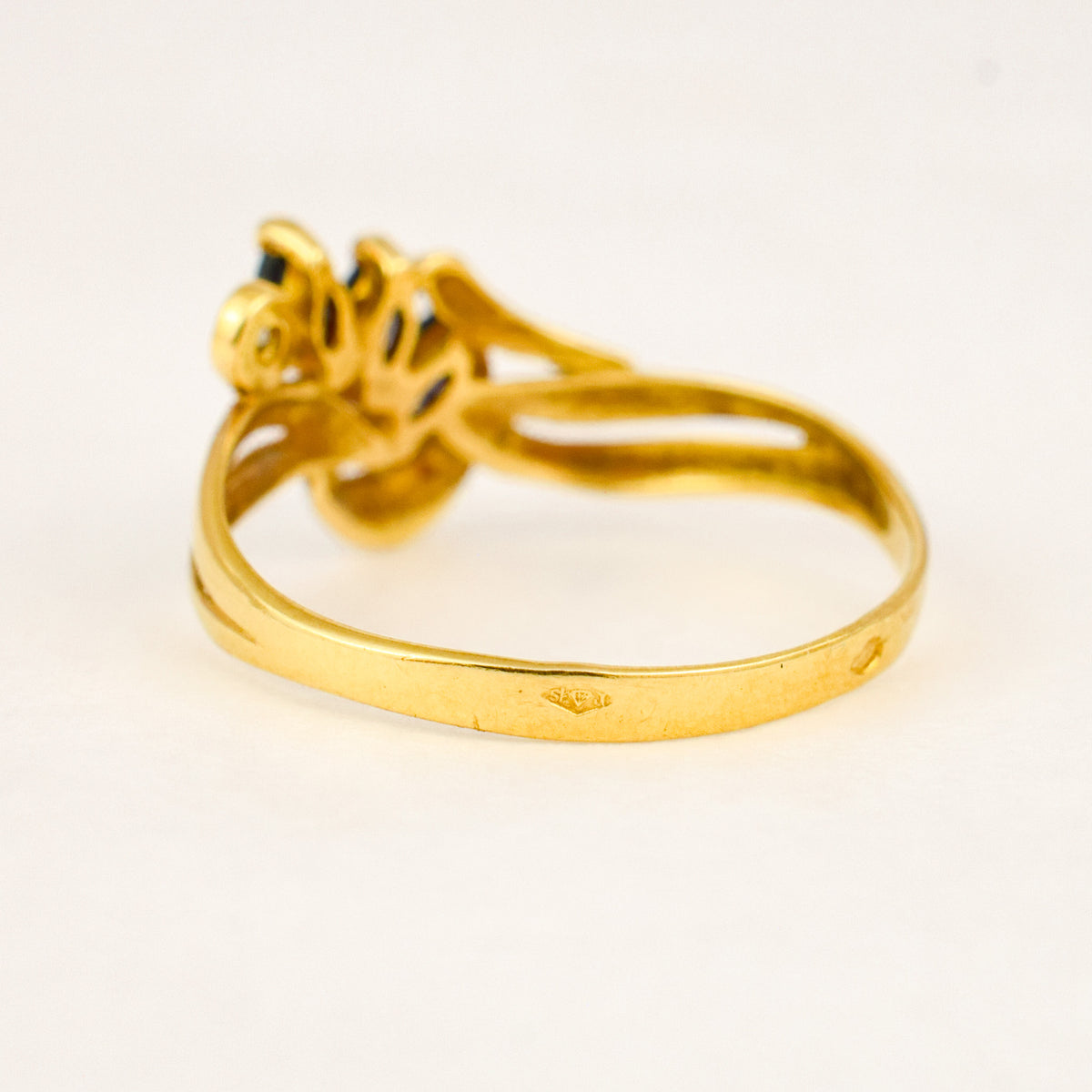 Sapphire Trilogy Ring with Diamond Accents