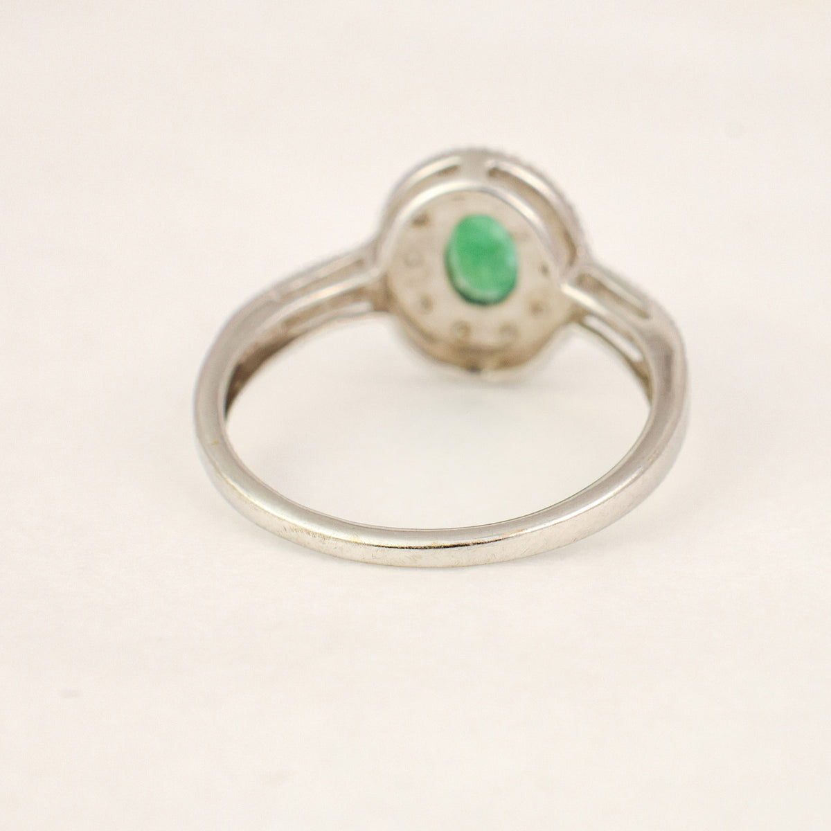 Emerald and Diamond Halo Ring