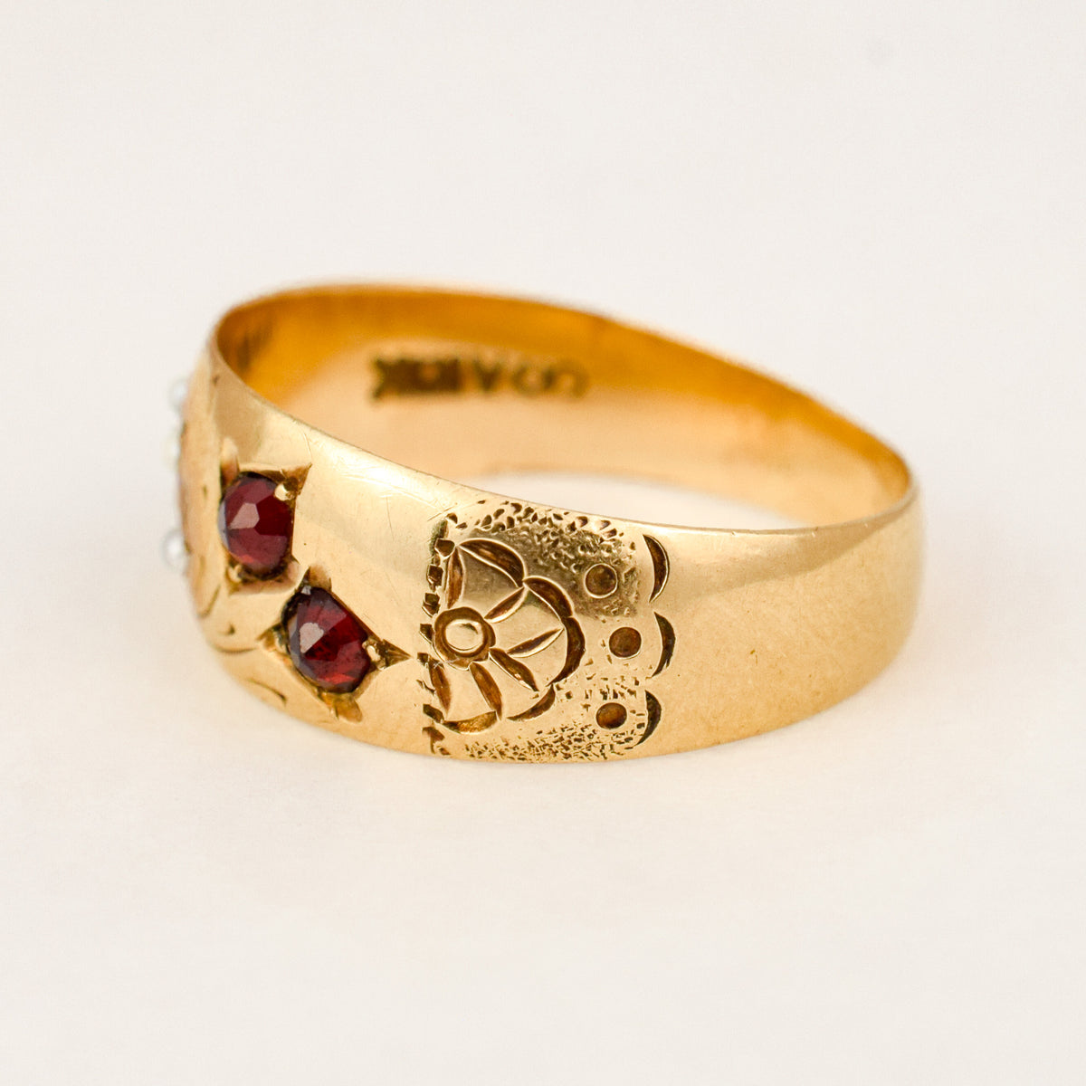 Antique Garnet and Seed Pearl Ring