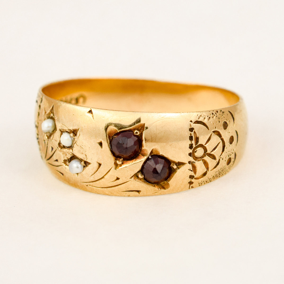 Antique Garnet and Seed Pearl Ring