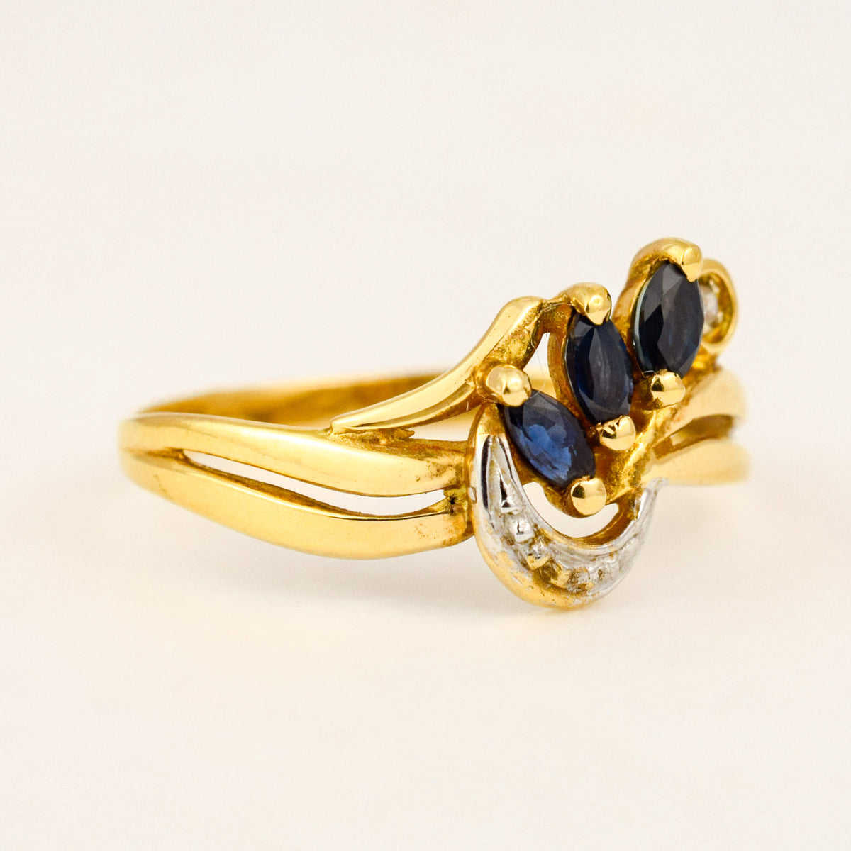 Sapphire Trilogy Ring with Diamond Accents