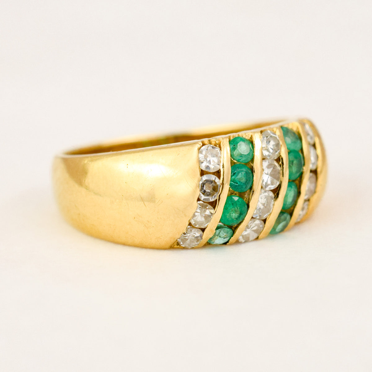 Emerald and Diamond Linear Band
