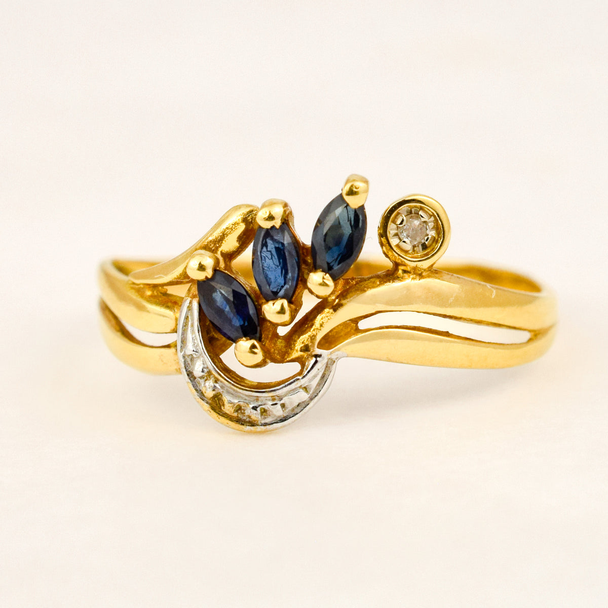 Sapphire Trilogy Ring with Diamond Accents