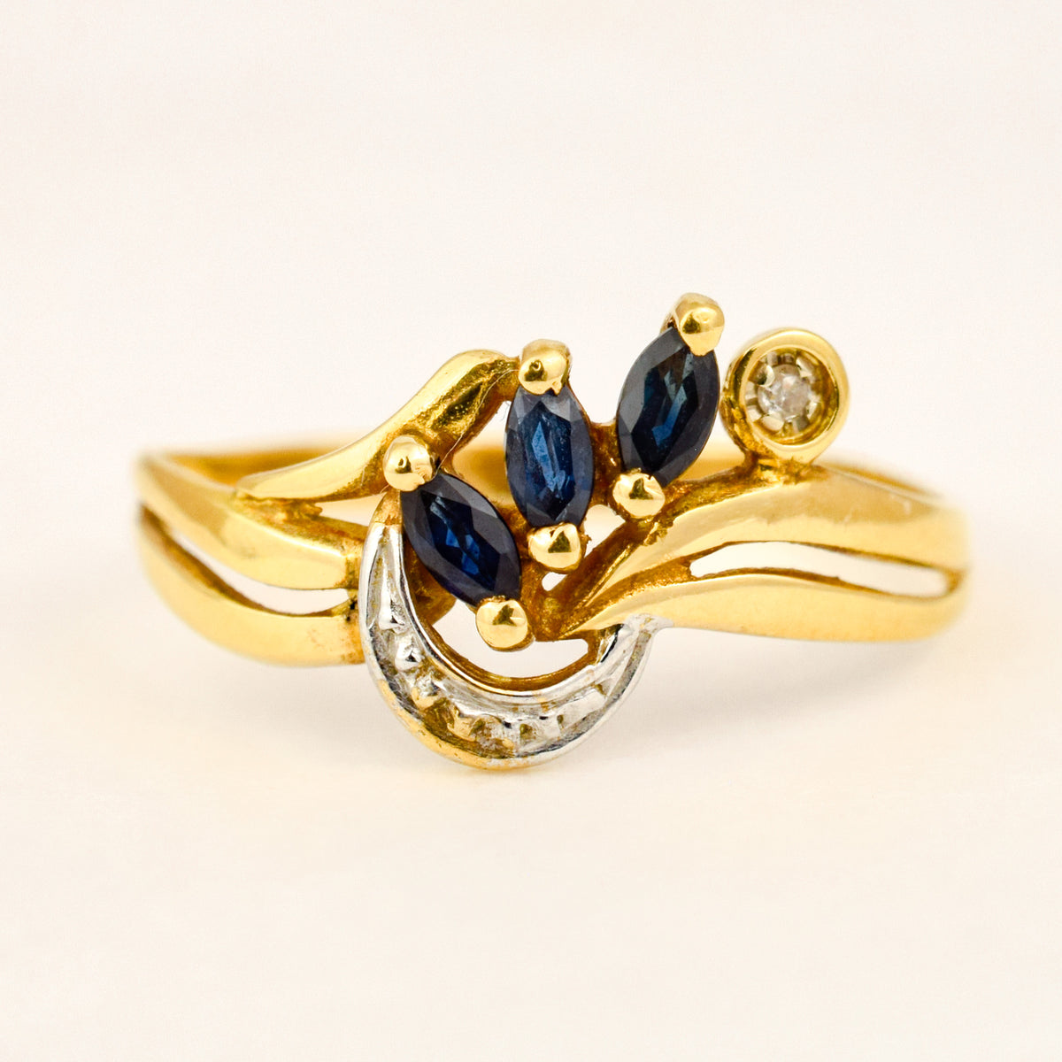 Sapphire Trilogy Ring with Diamond Accents