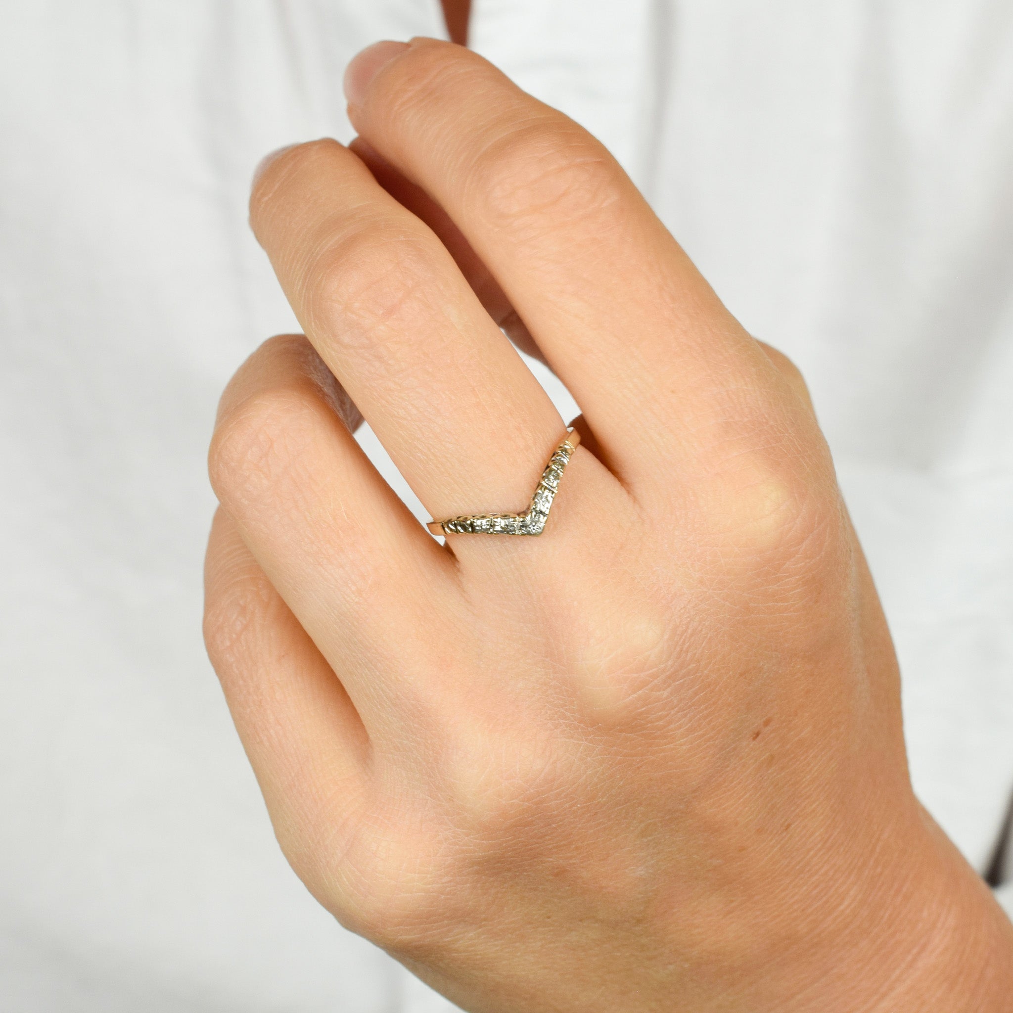 Vintage Diamond Wishbone Ring