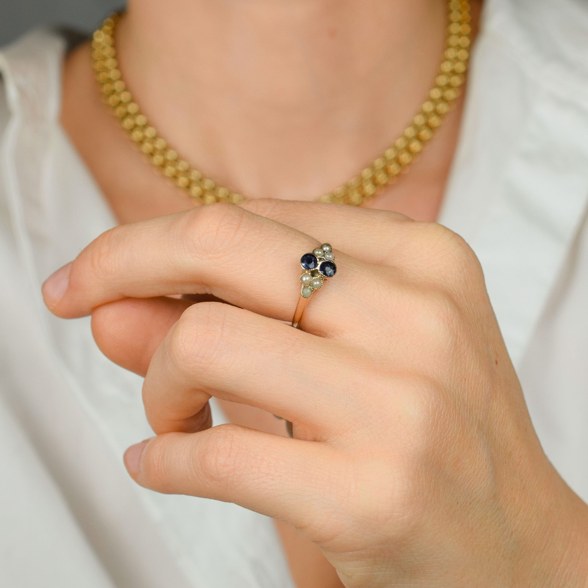 antique sapphire and pearl ring 