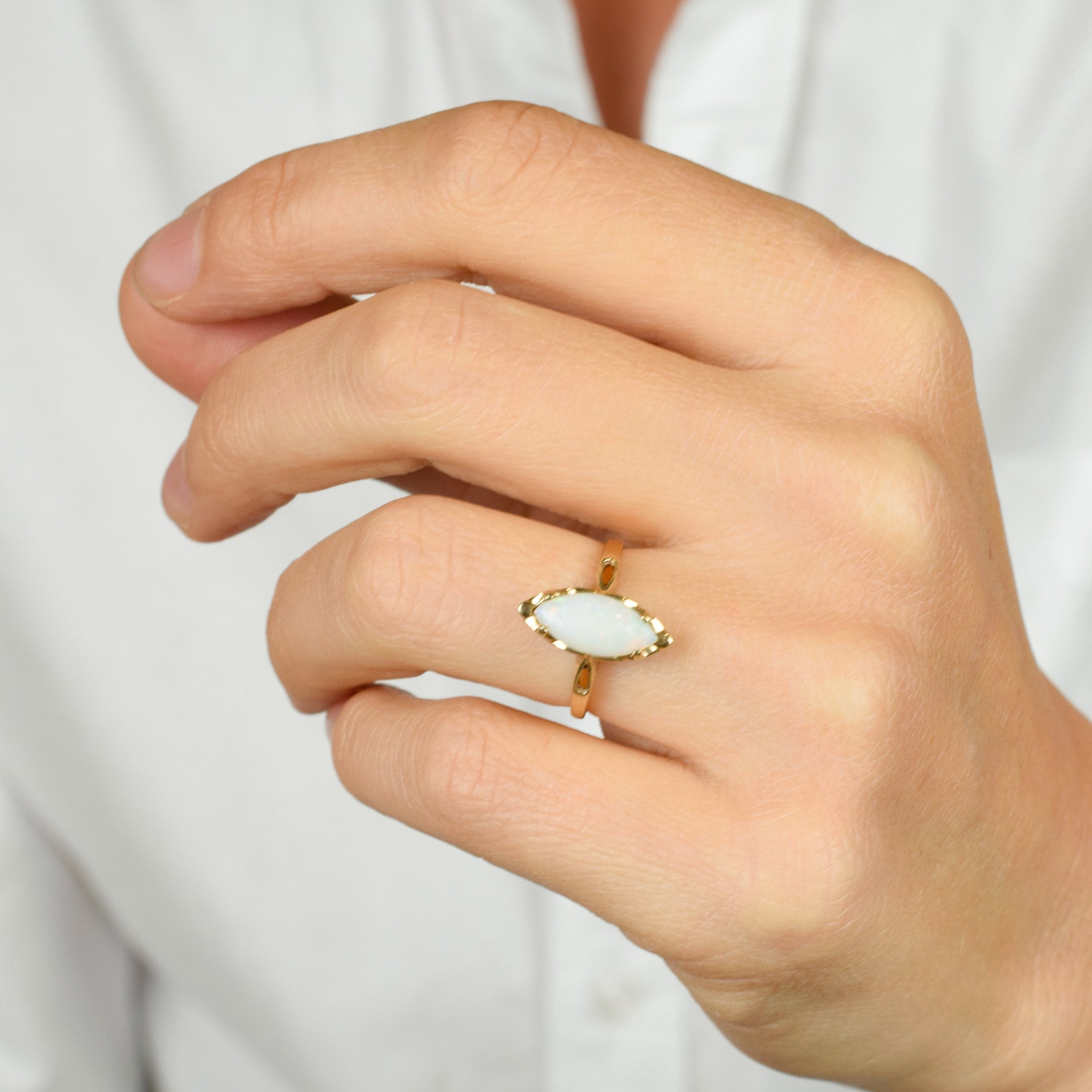 vintage Marquise Cut Opal Ring