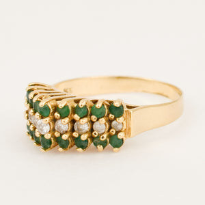 vintage Emerald and Diamond Staircase Ring